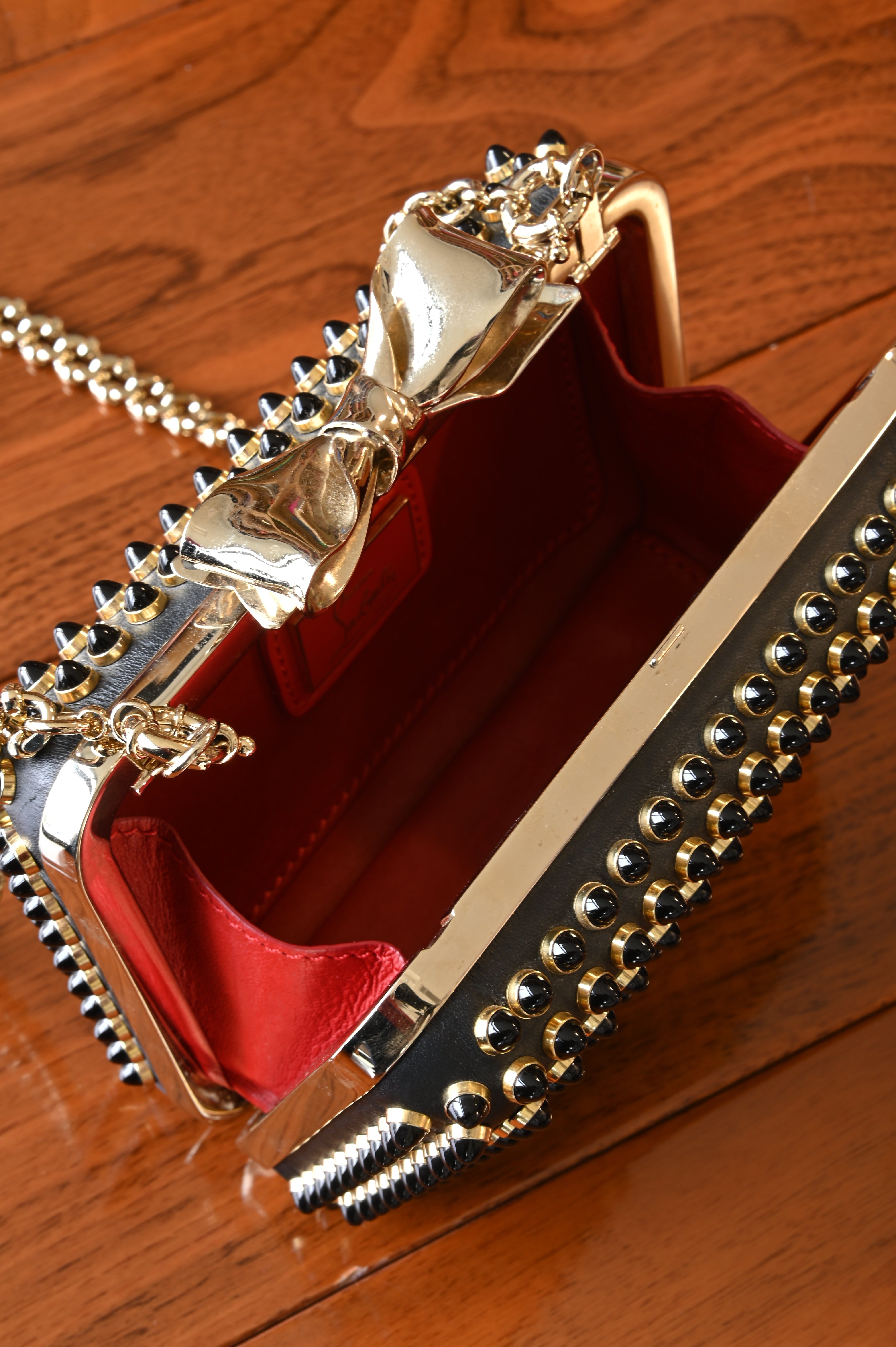 Christian Louboutin Fiocco Box Cabo Clutch Bag open