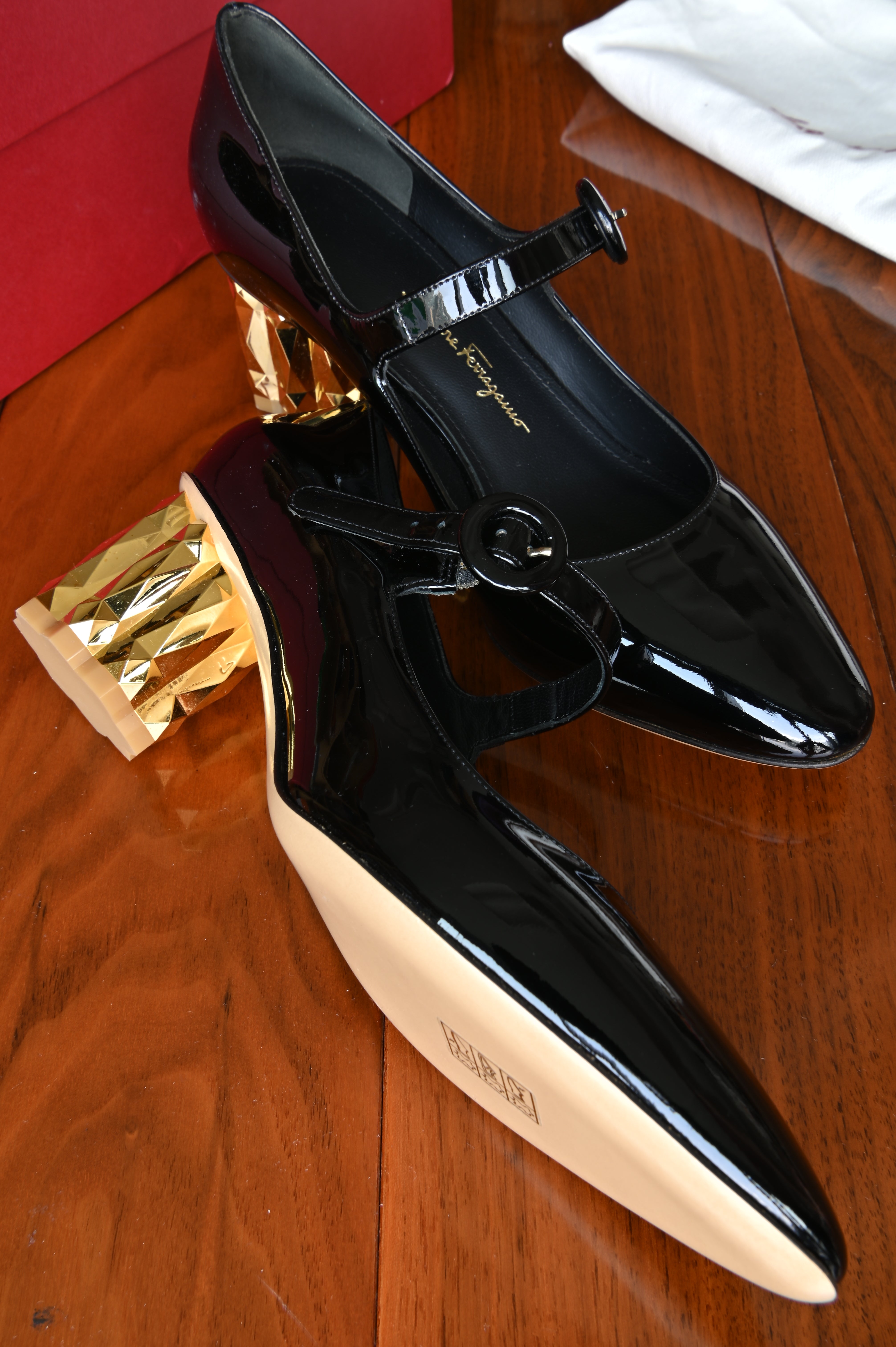 Salvatore Ferragamo Black Ortensia Mary Jane Pumps