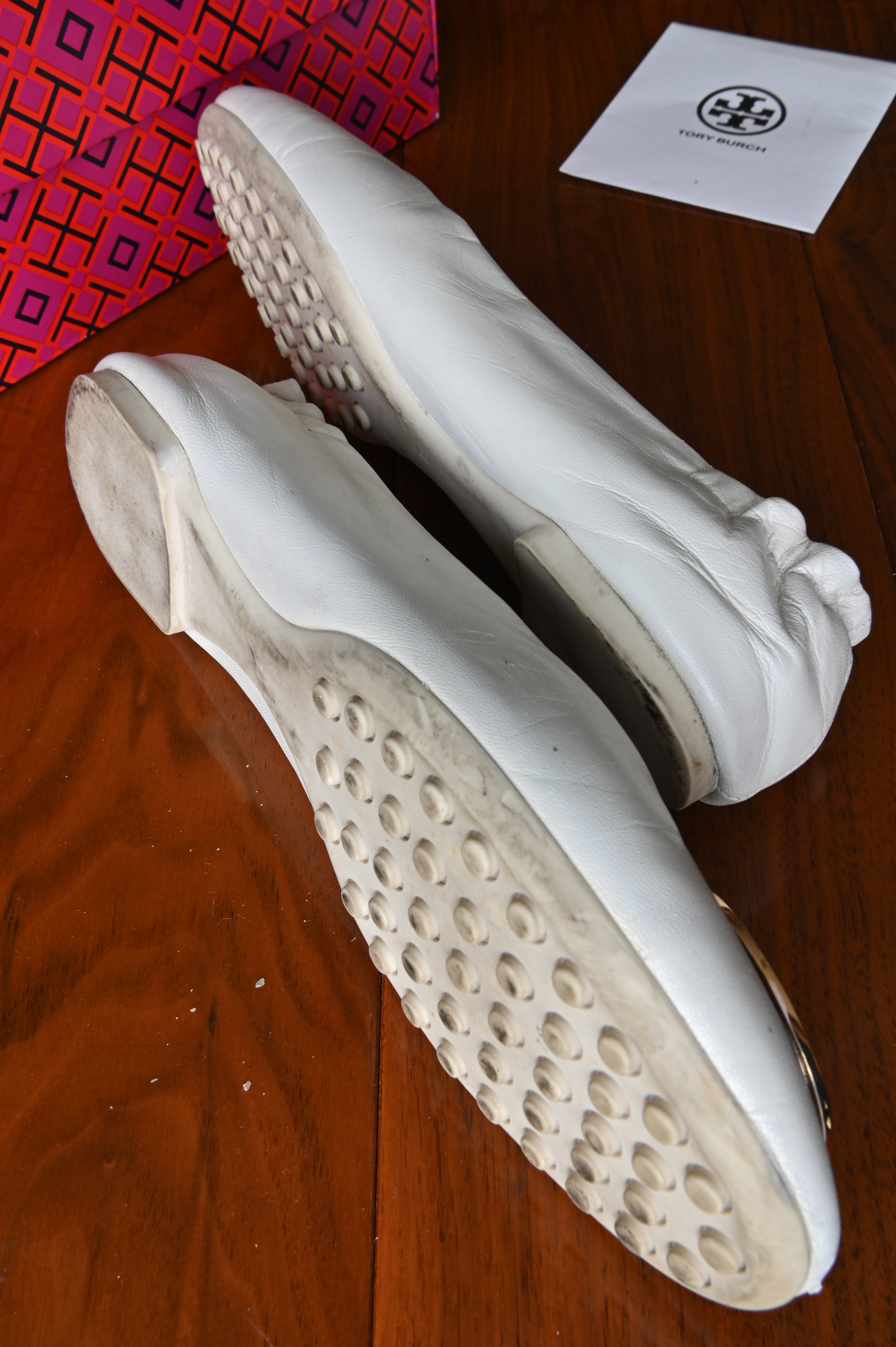 Tory Burch White Minnie Travel Ballet Flats