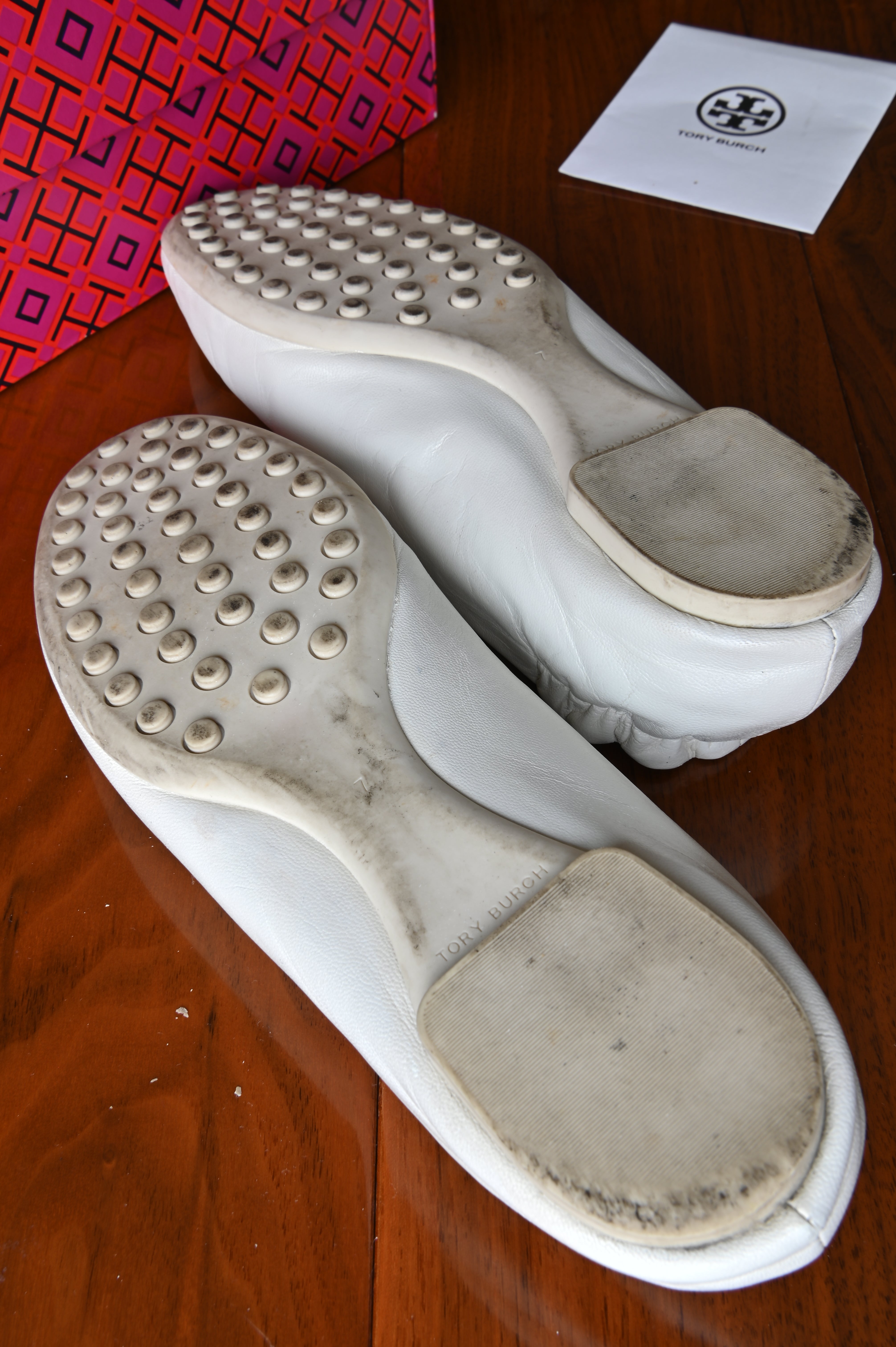 Tory Burch White Minnie Travel Ballet Flats