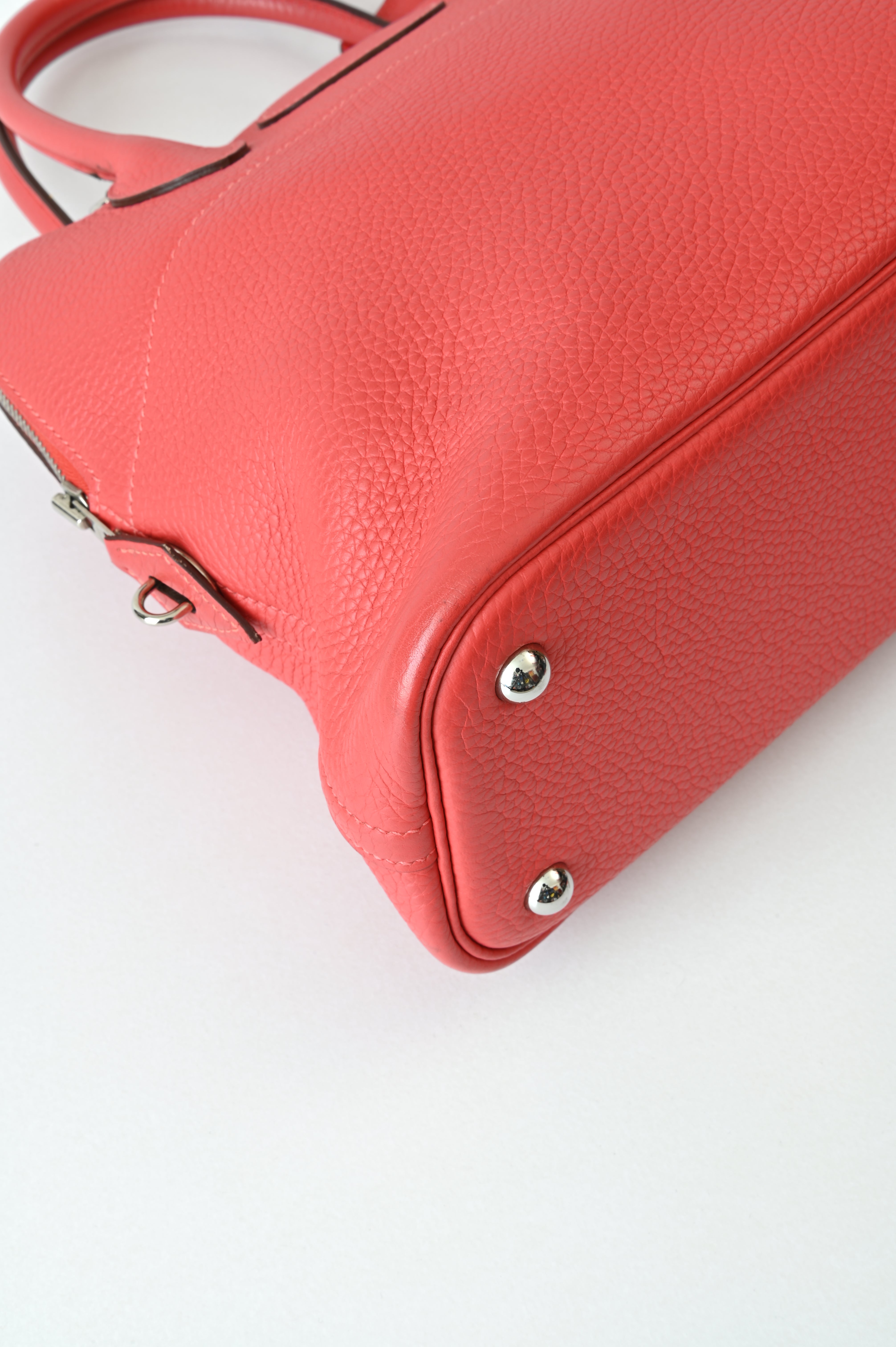 HERMÈS Bolide 31 handbag in Rouge Pivoine Clemence leather with Palladium hardware