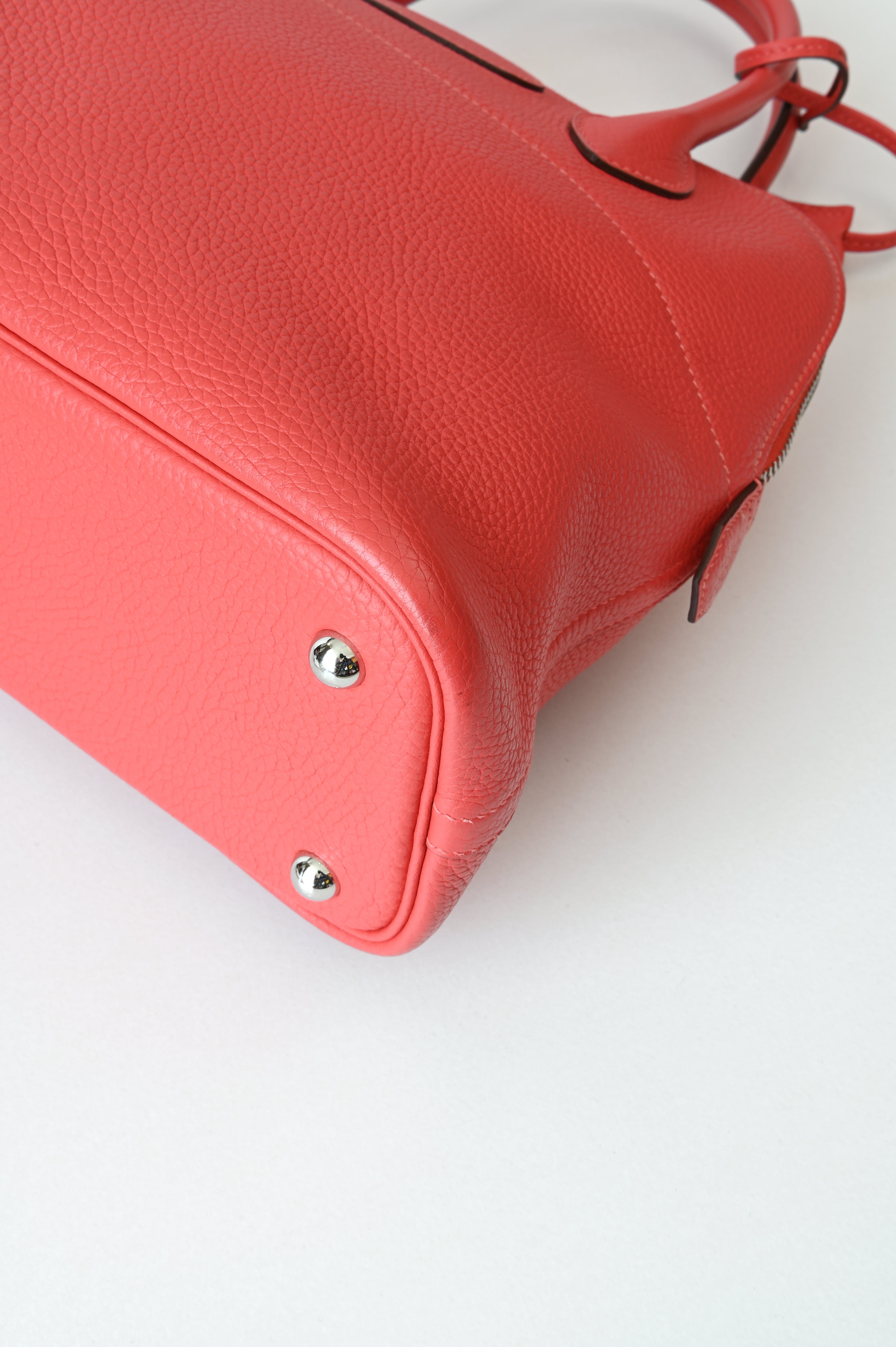 HERMÈS Bolide 31 handbag in Rouge Pivoine Clemence leather with Palladium hardware