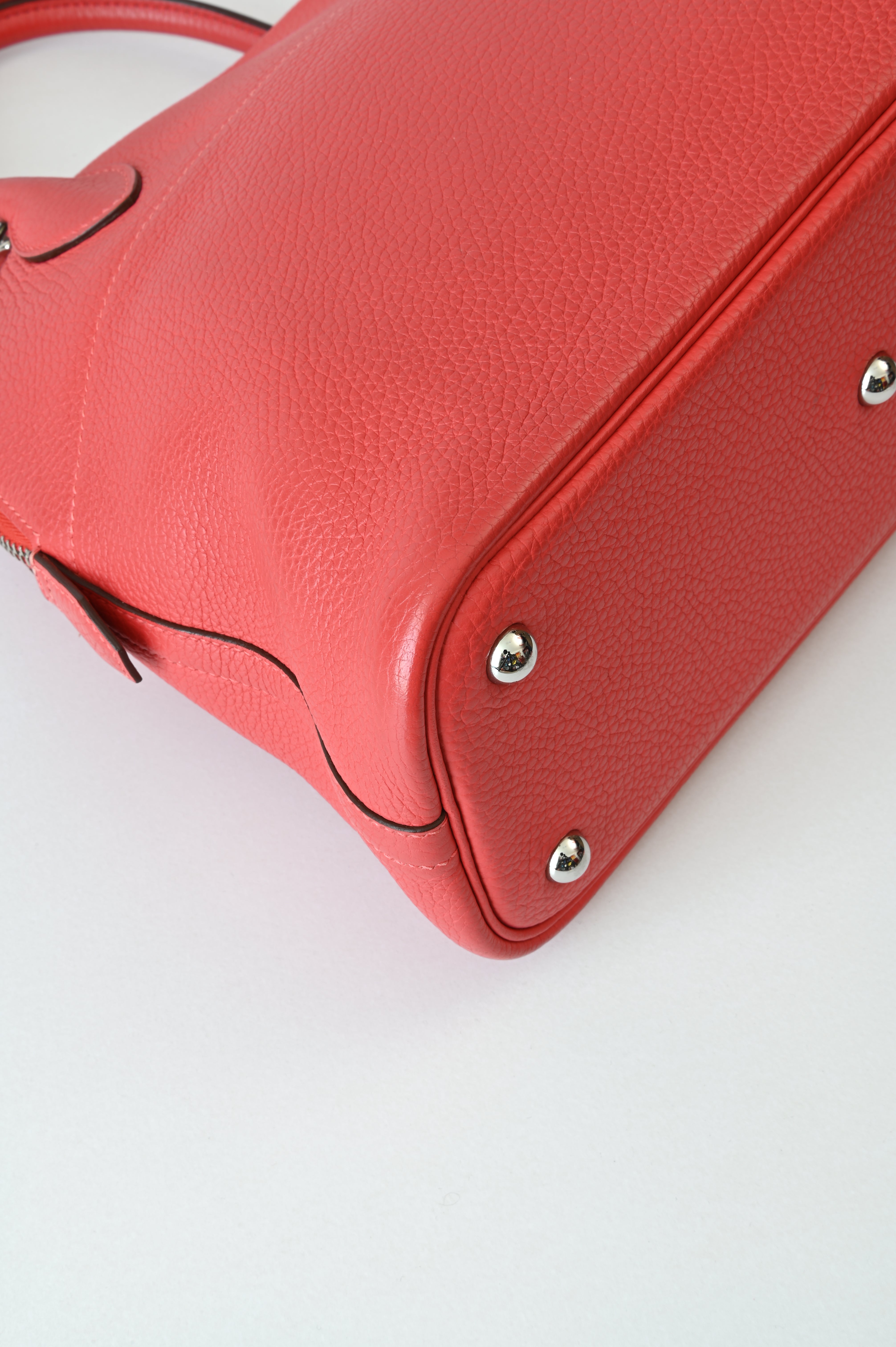 HERMÈS Bolide 31 handbag in Rouge Pivoine Clemence leather with Palladium hardware