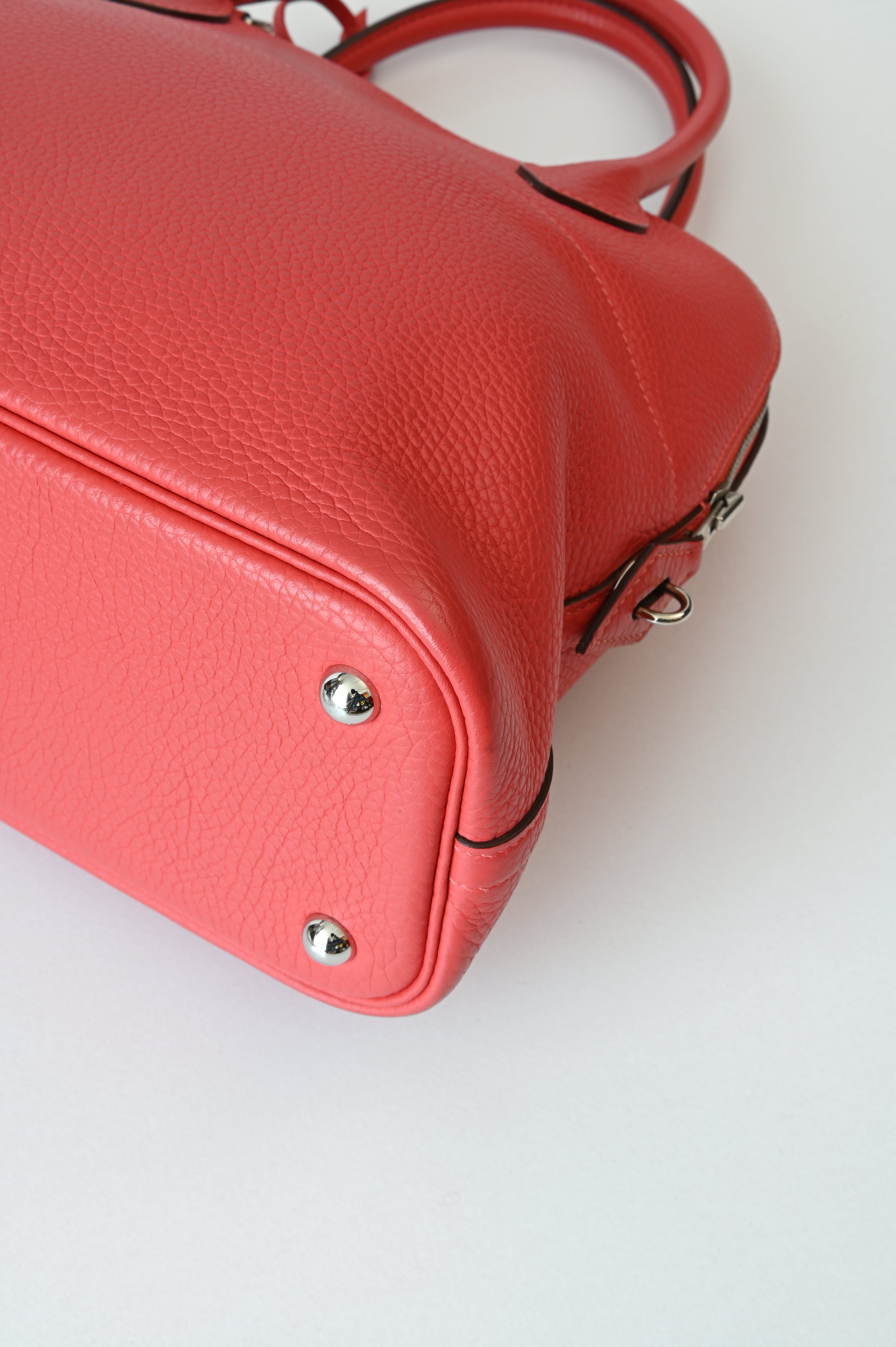 HERMÈS Bolide 31 handbag in Rouge Pivoine Clemence leather with Palladium hardware