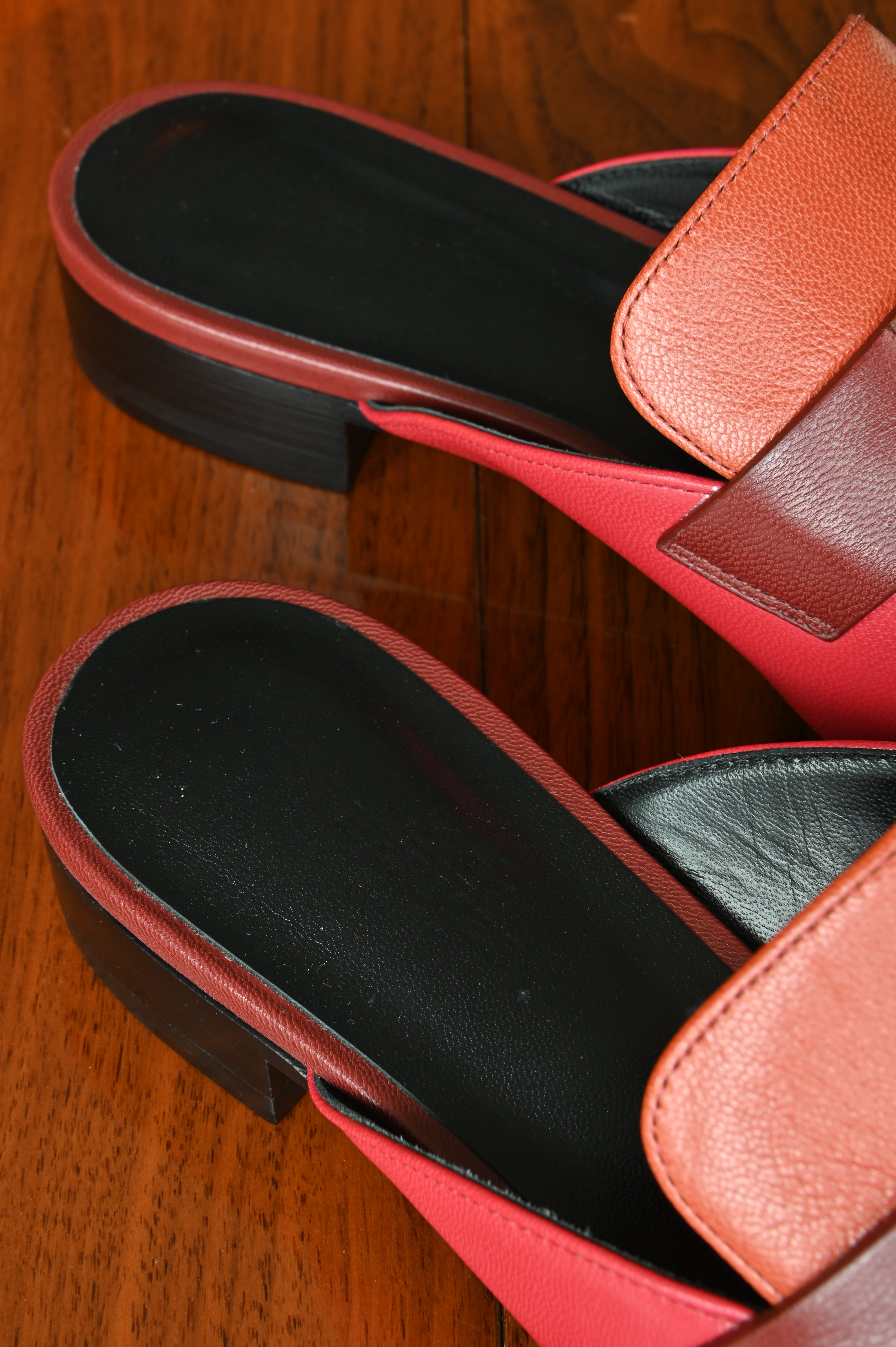 Hermès Trocadero mules in a tricolor