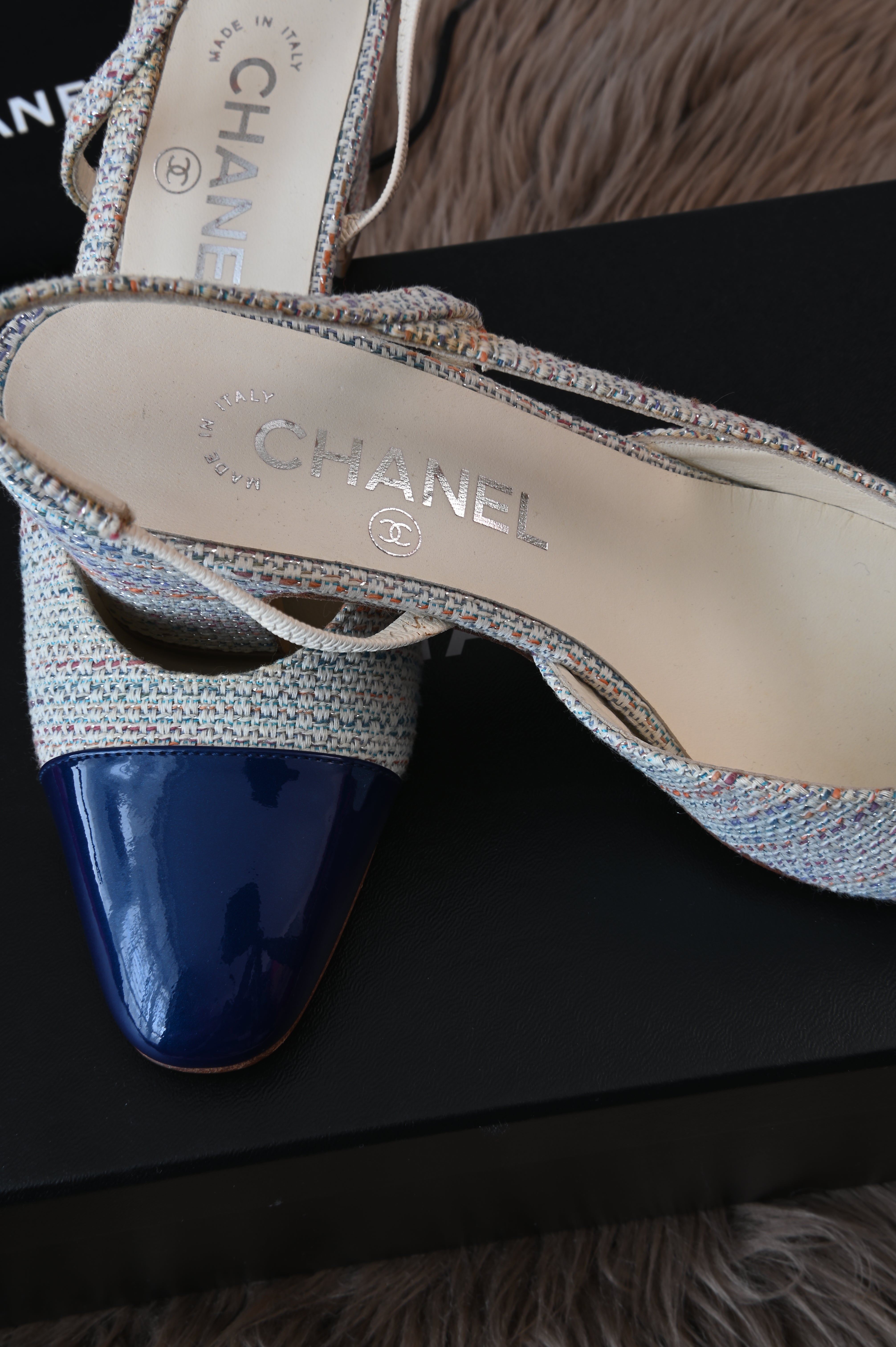 Chanel Slingback two-tone in tweed