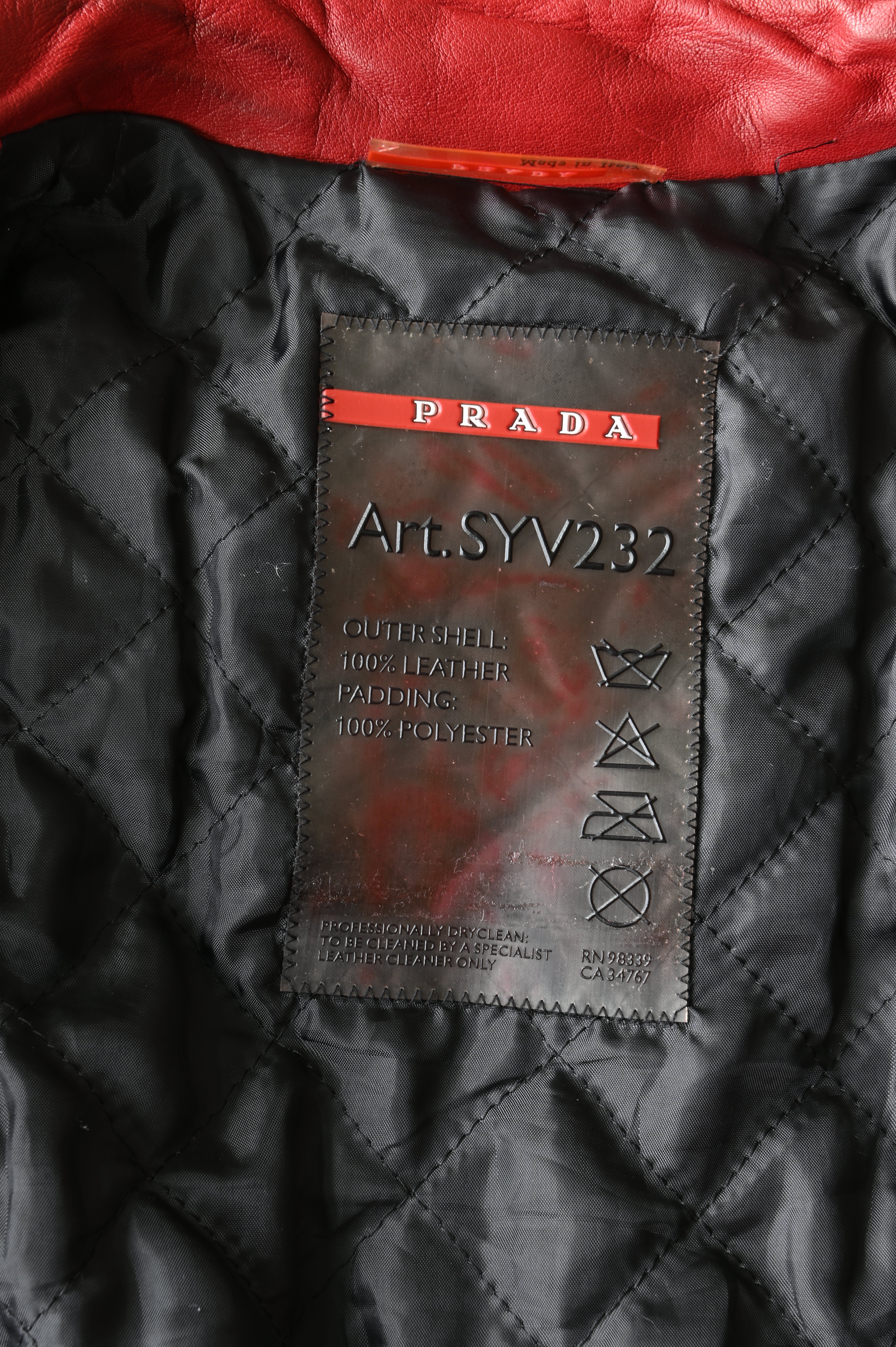 Prada Red Leather Biker Jacket