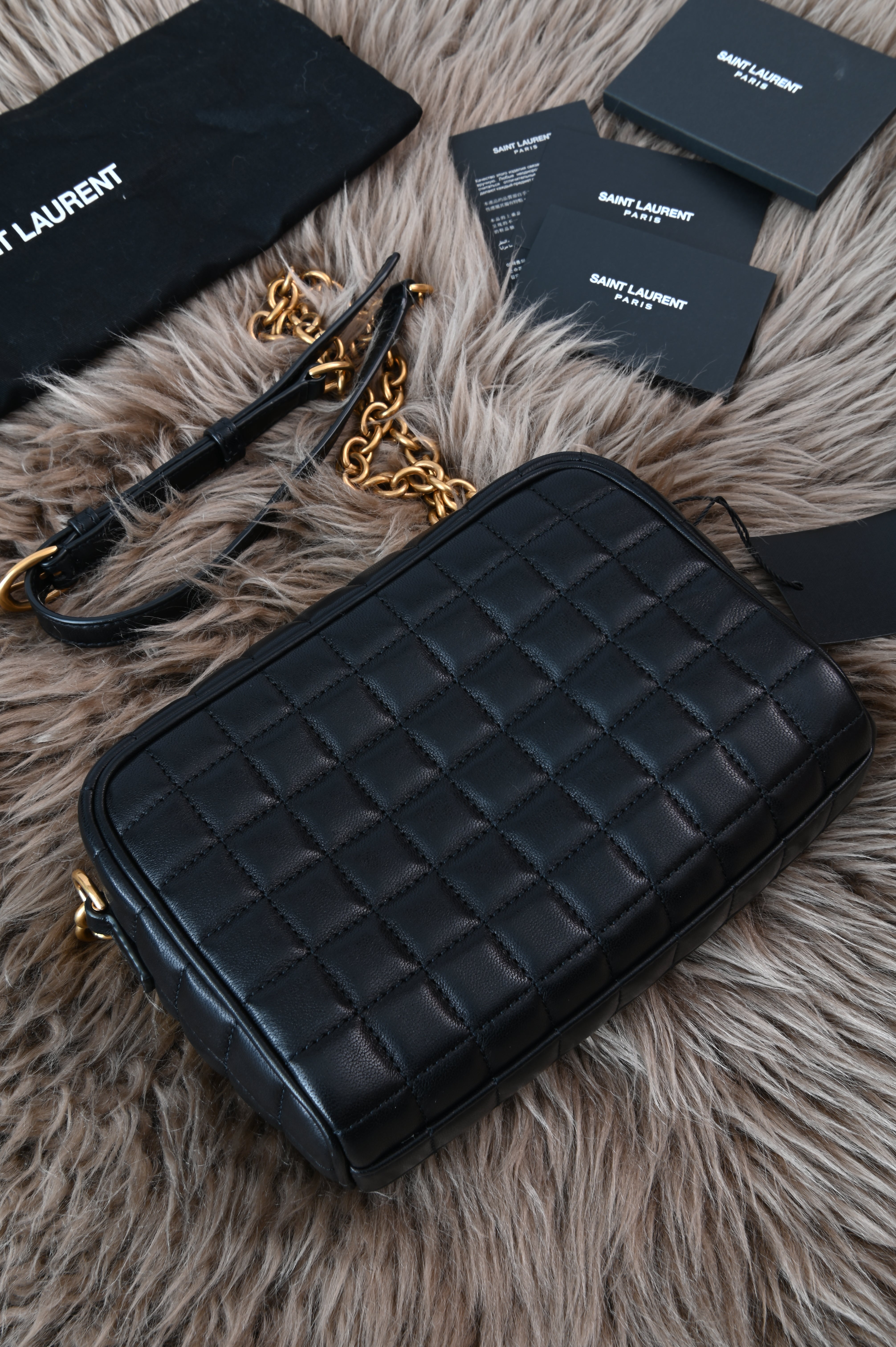 Saint Laurent cassandre matelassé carré camera bag in lambskin