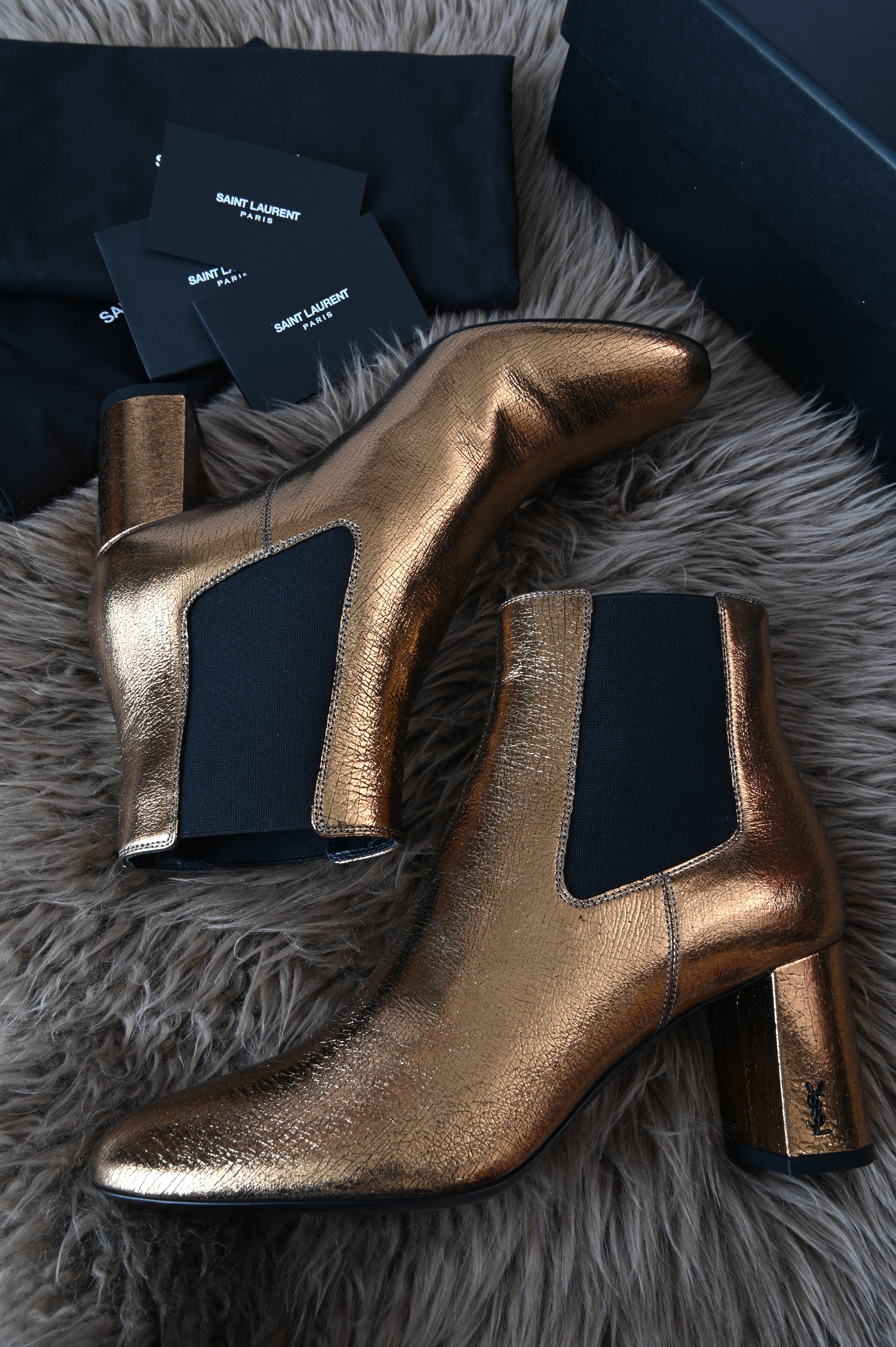 Saint Laurent metallic gold chelsea boots