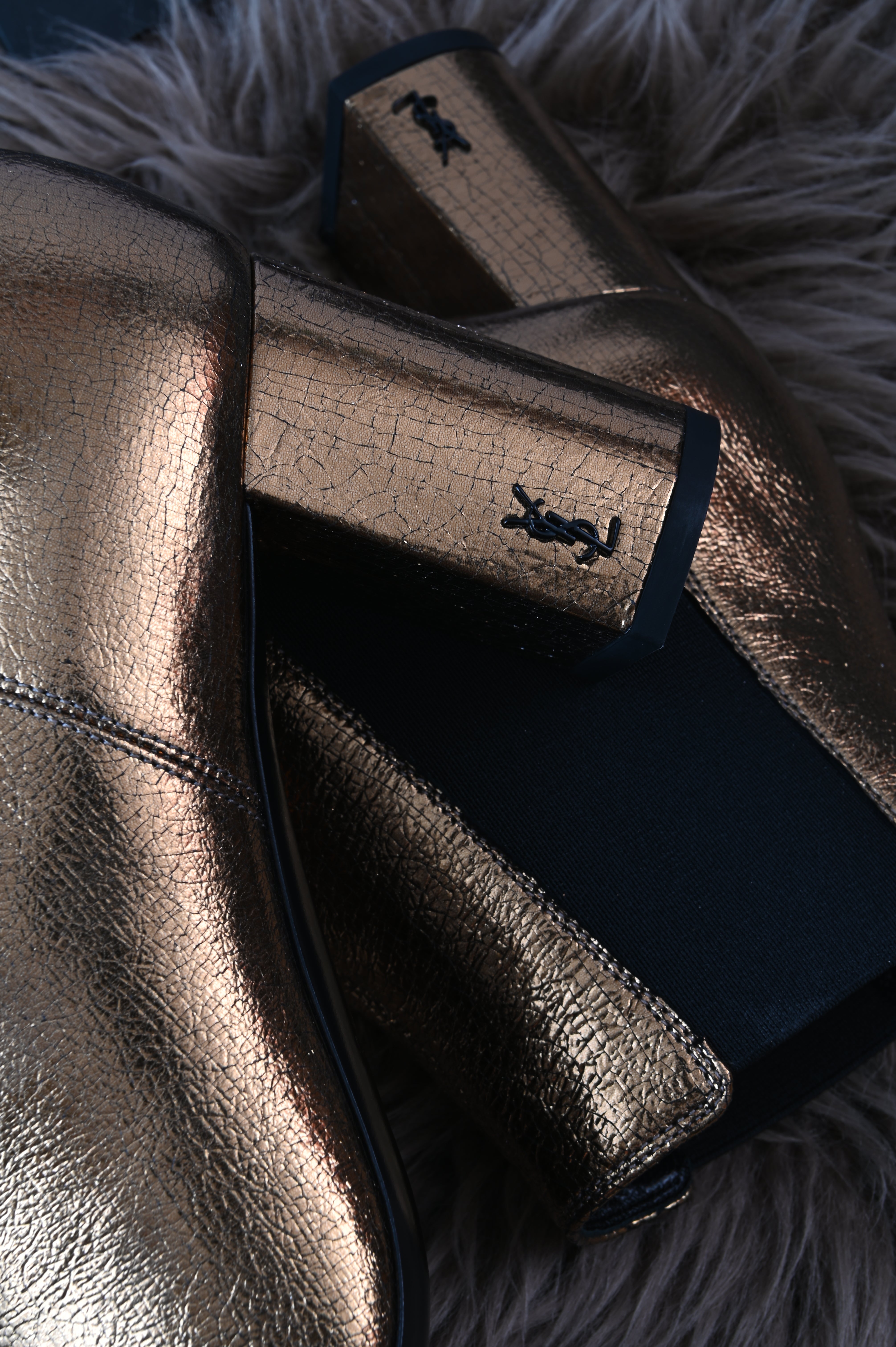 Saint Laurent metallic gold chelsea boots