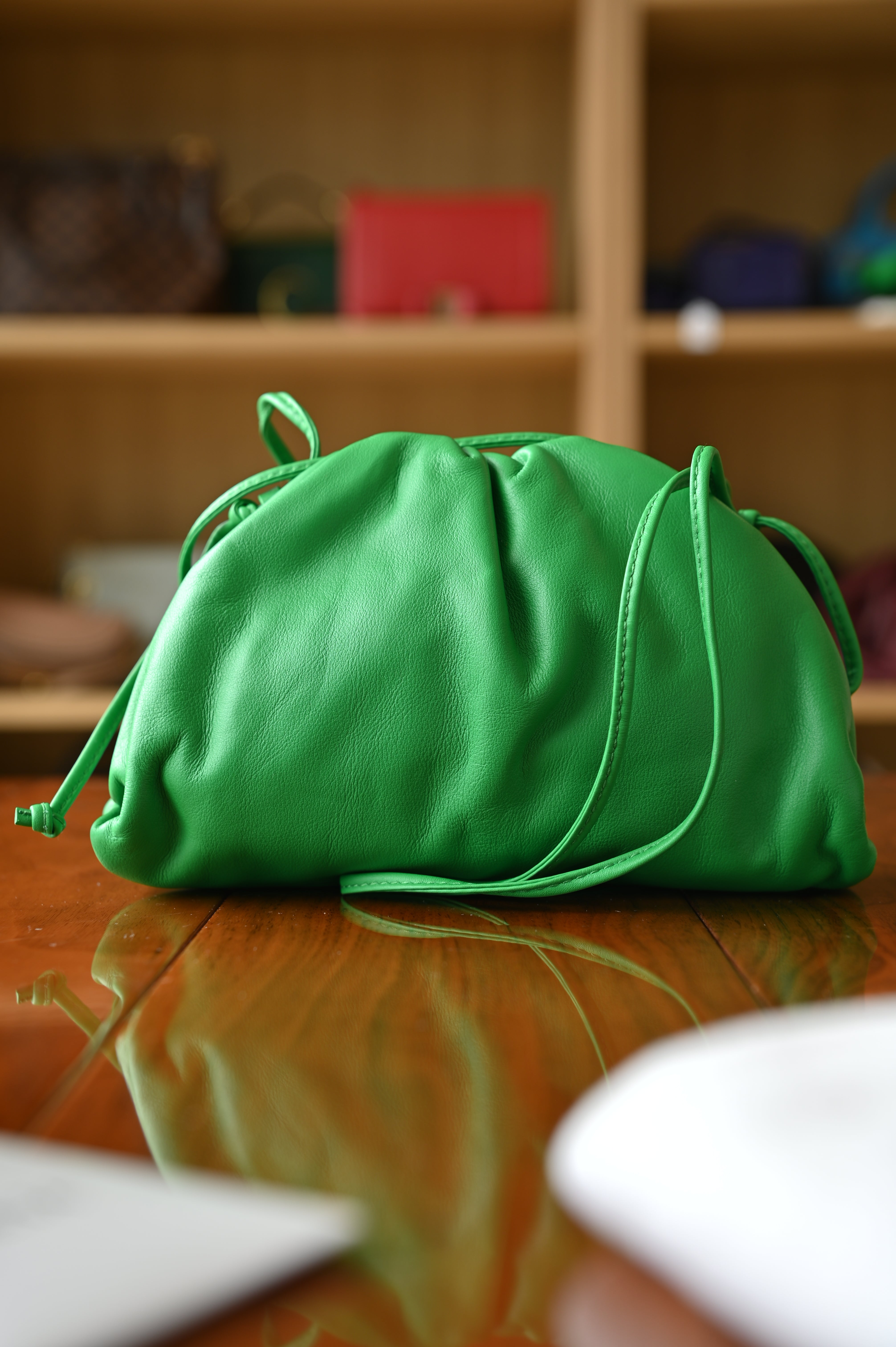 Bottega Veneta Green Leather Mini Sling Bag