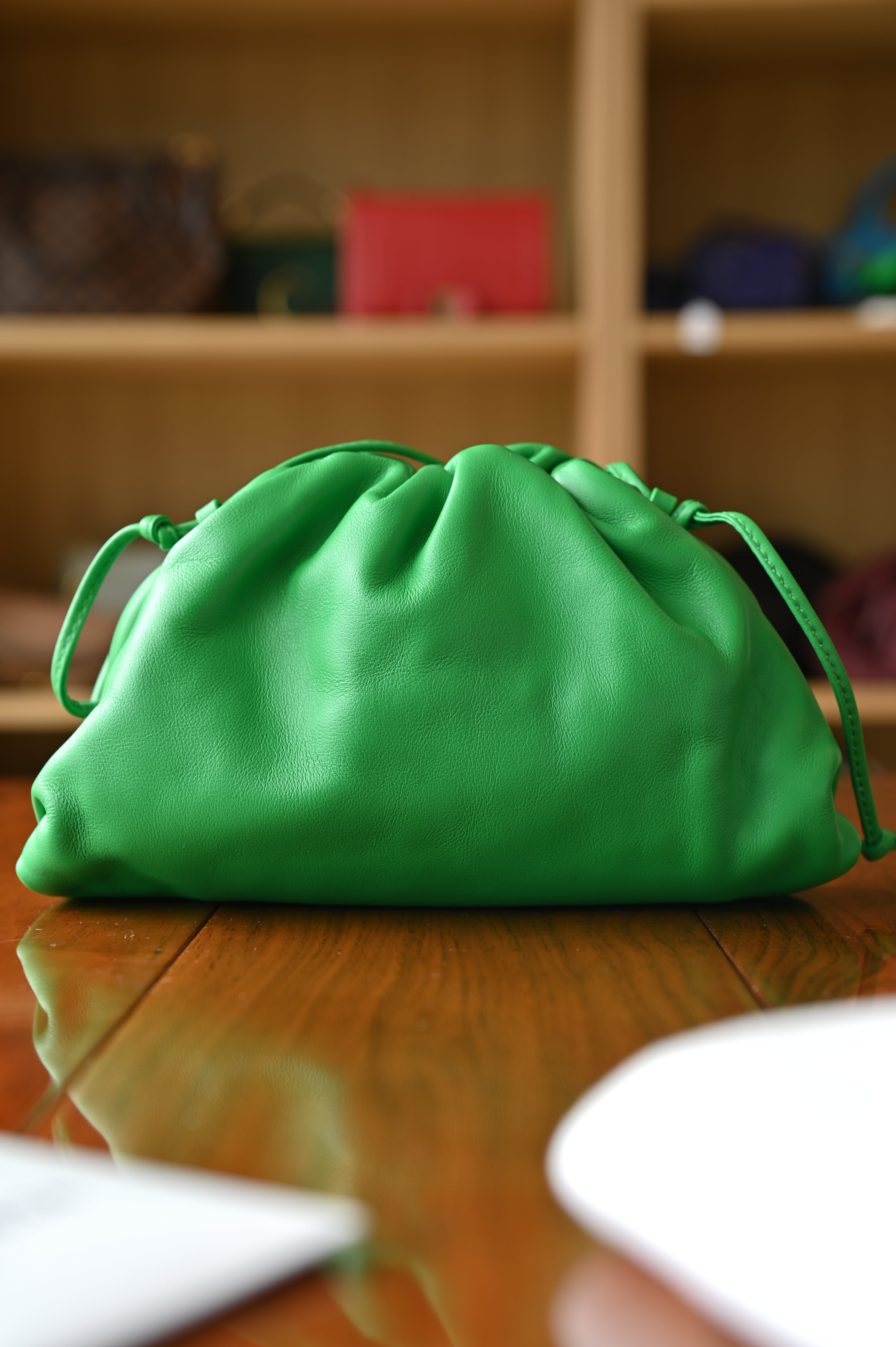 Bottega Veneta Green Leather Mini Sling Bag
