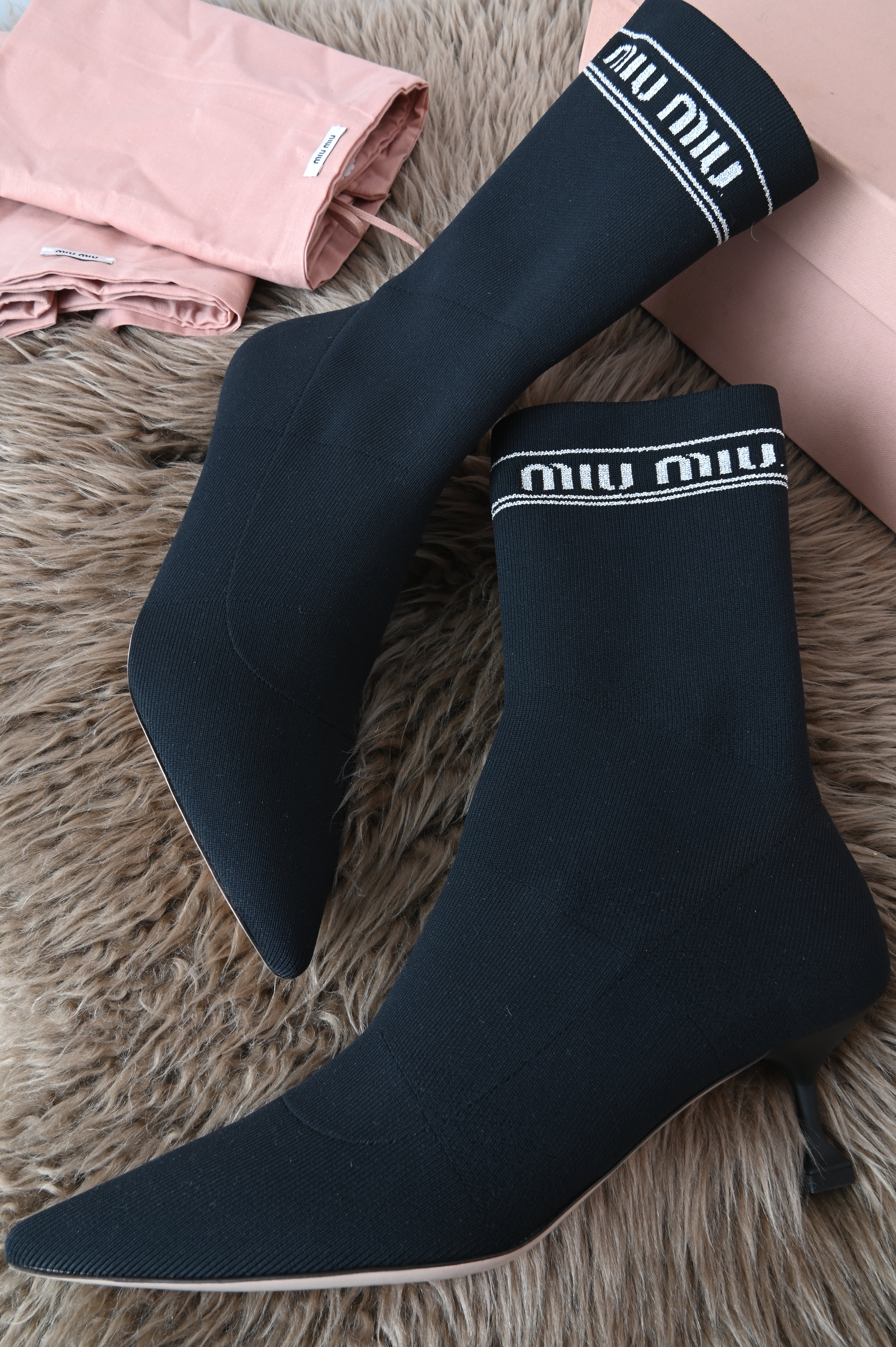 Miu Miu Sock ankle boots in black