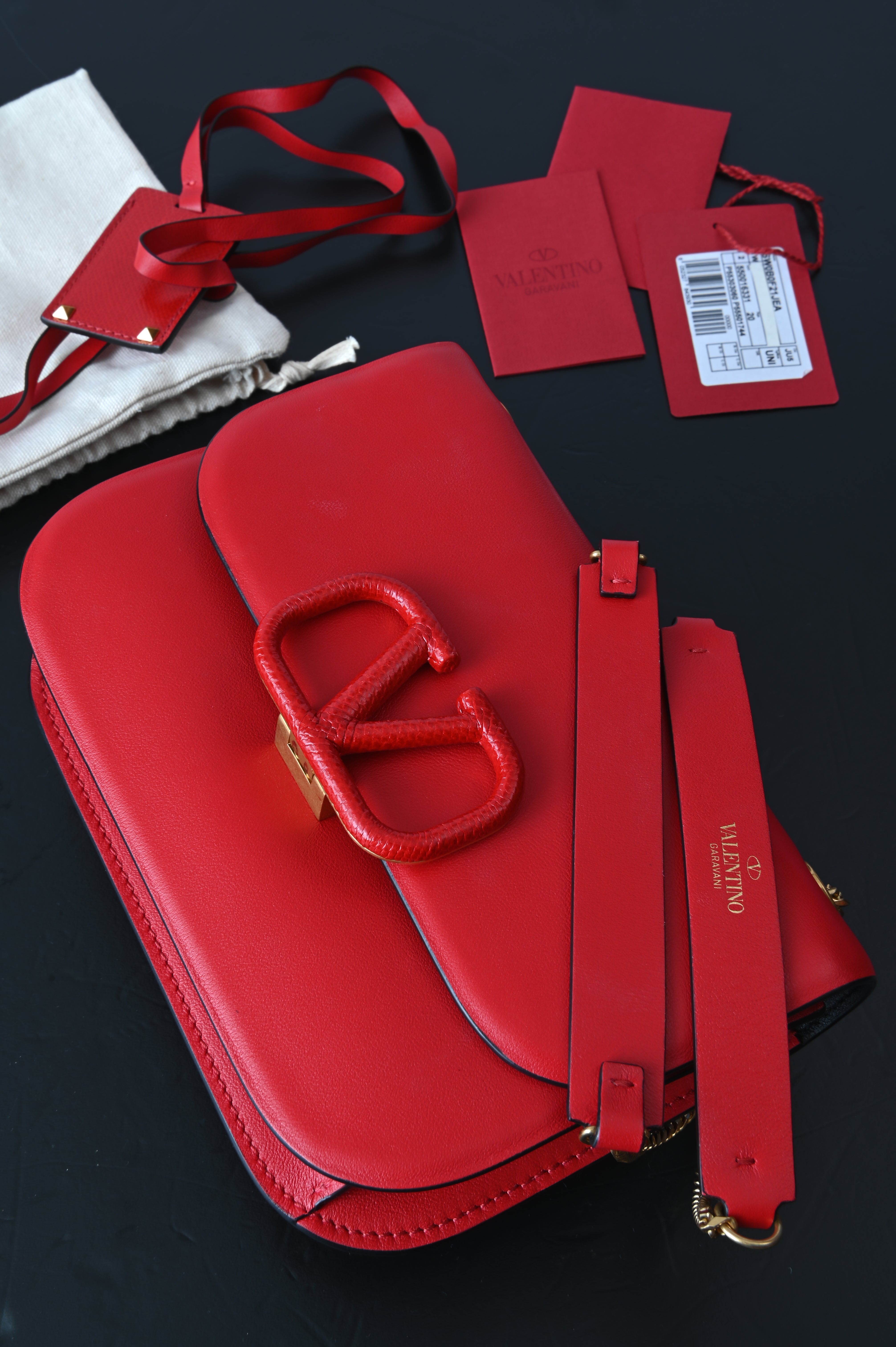 Valentino Garavani V Logo Red Sling