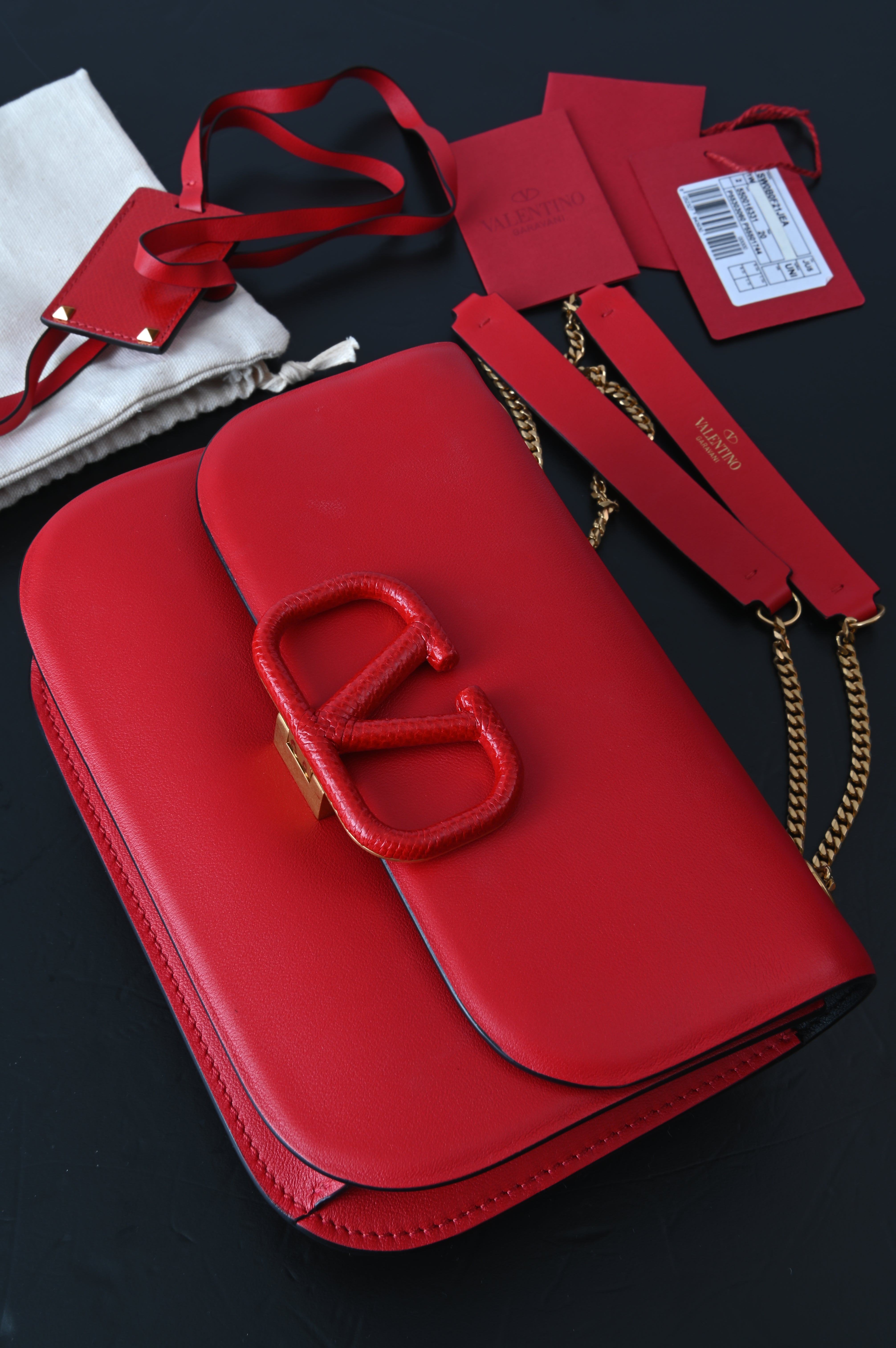 Valentino Garavani V Logo Red Sling