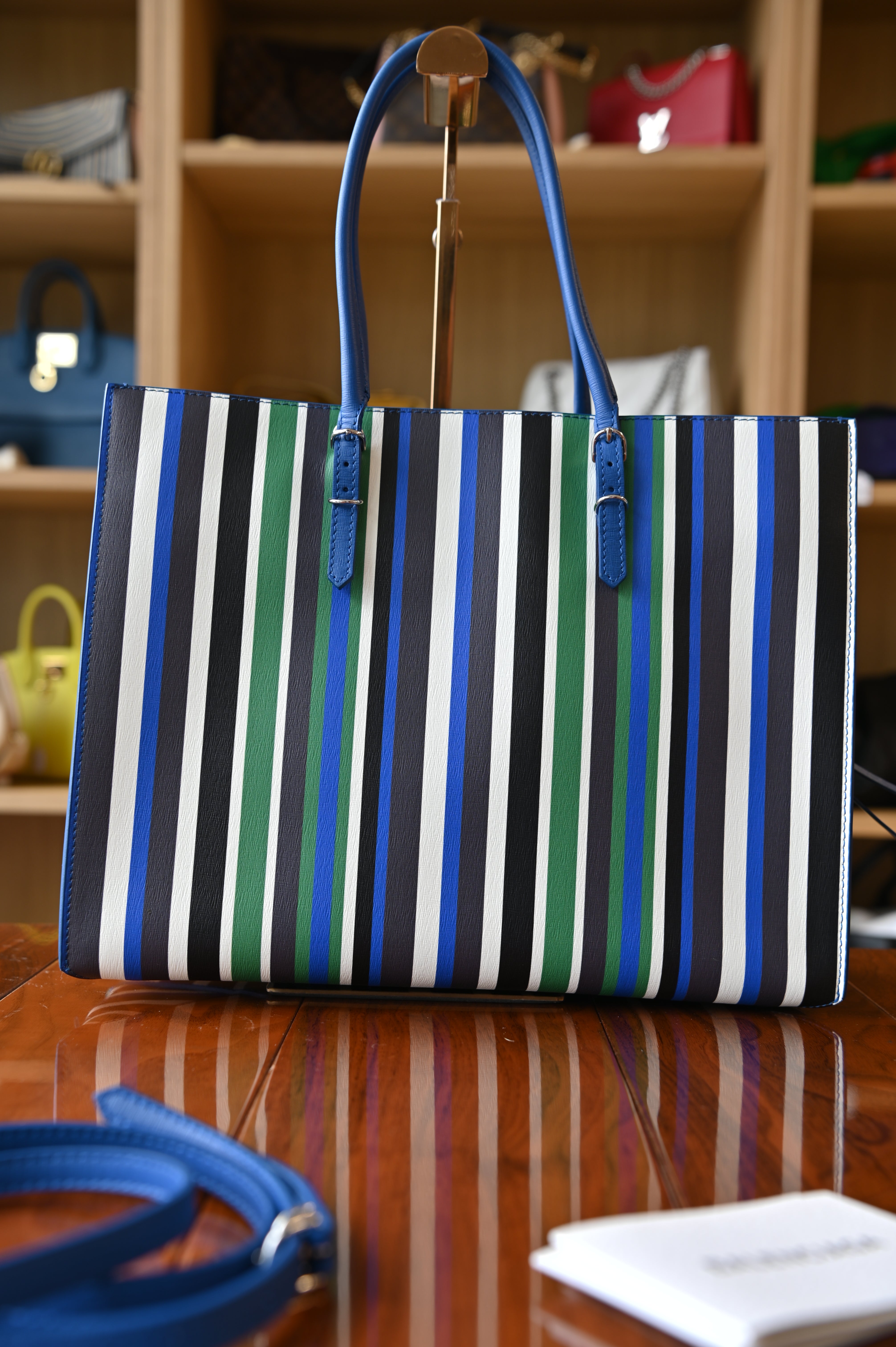 Balenciaga Multicolor Striped Papier A6 Tote Bag