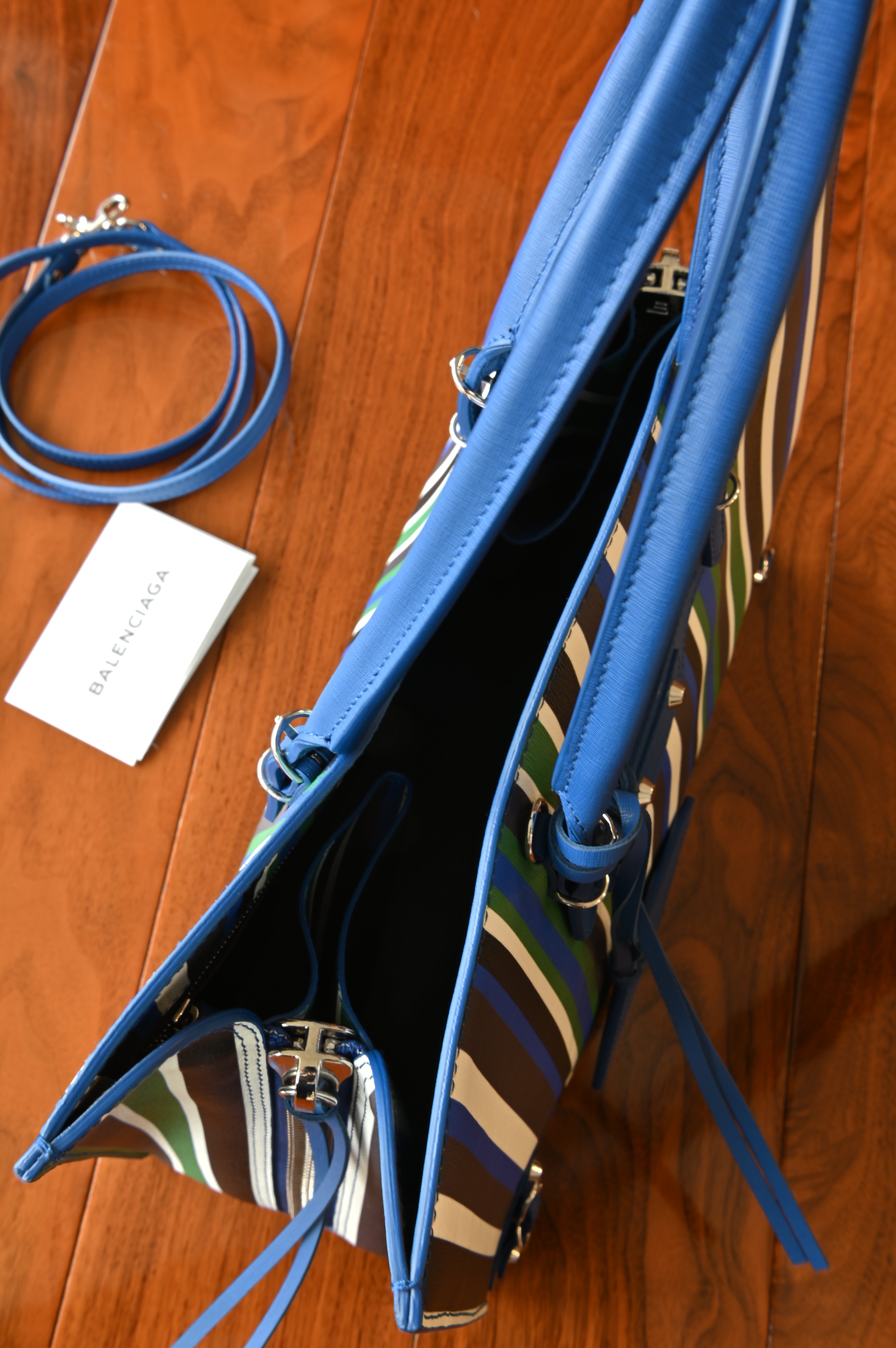 Balenciaga Multicolor Striped Papier A6 Tote Bag