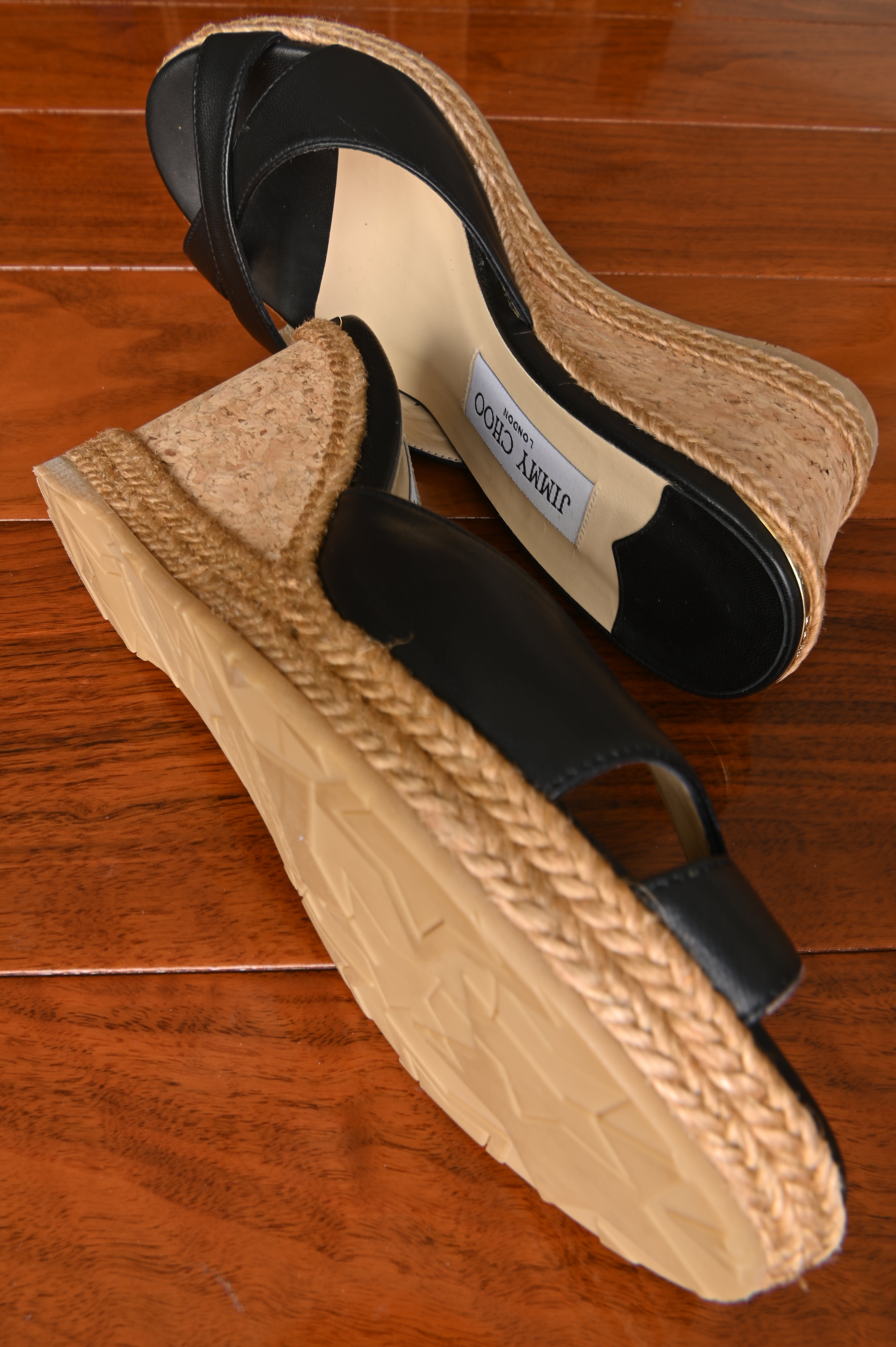 Jimmy Choo Black Almer Espedrille Wedges