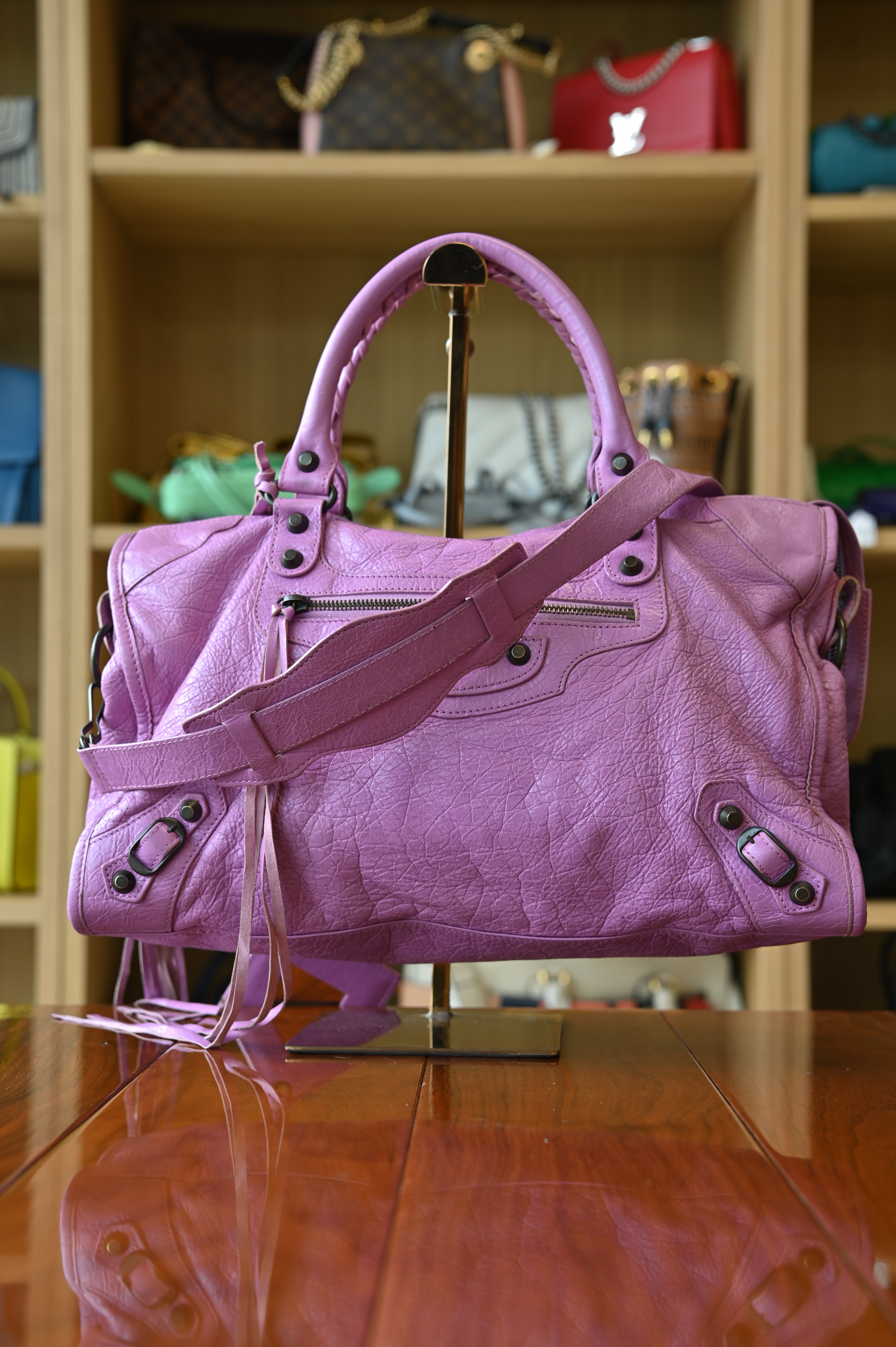 Balenciaga Lavender Le City Shoulder Bag
