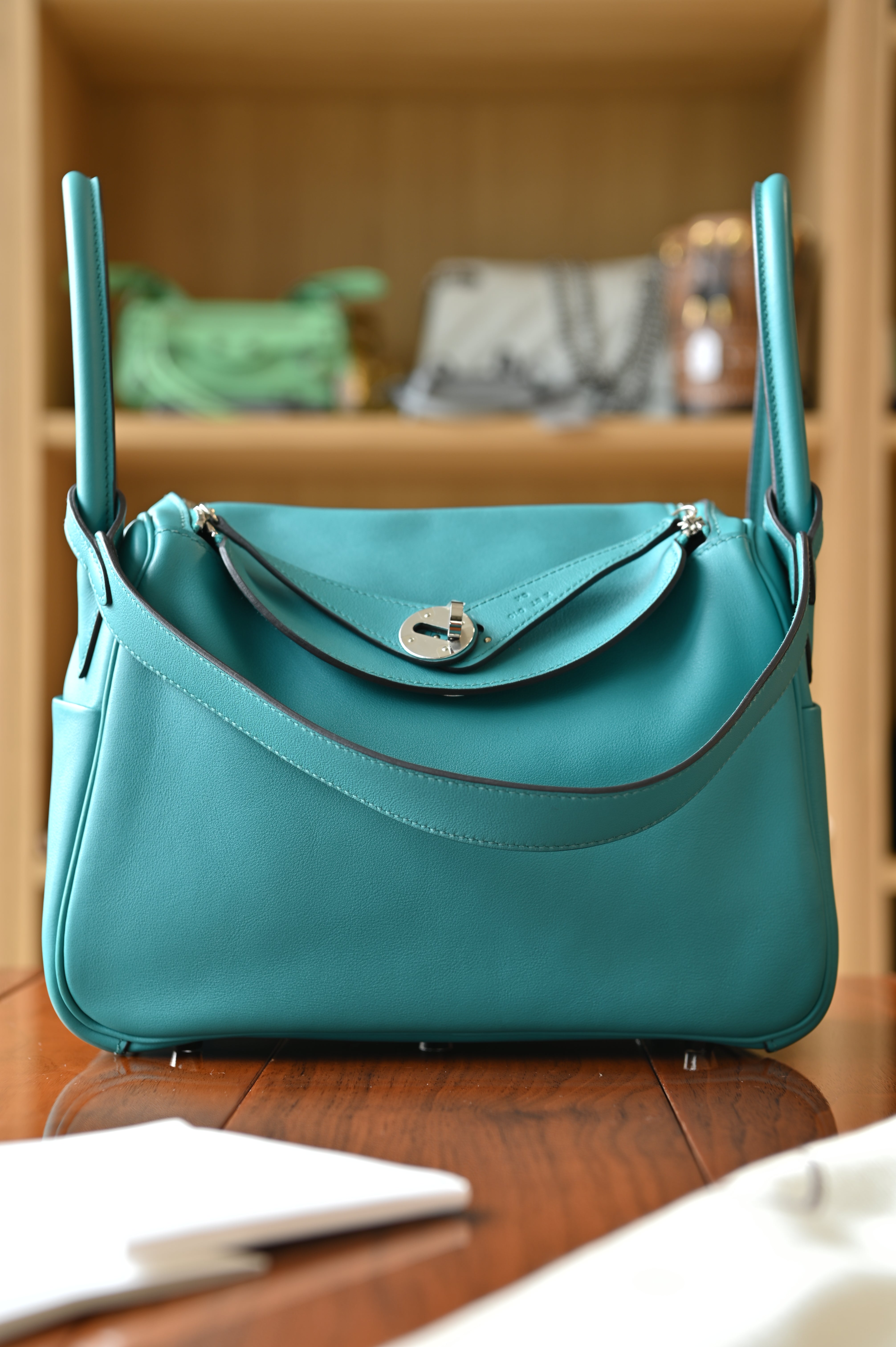 Hermès Lindy 26 Veau Swift leather Bleu Paon bag