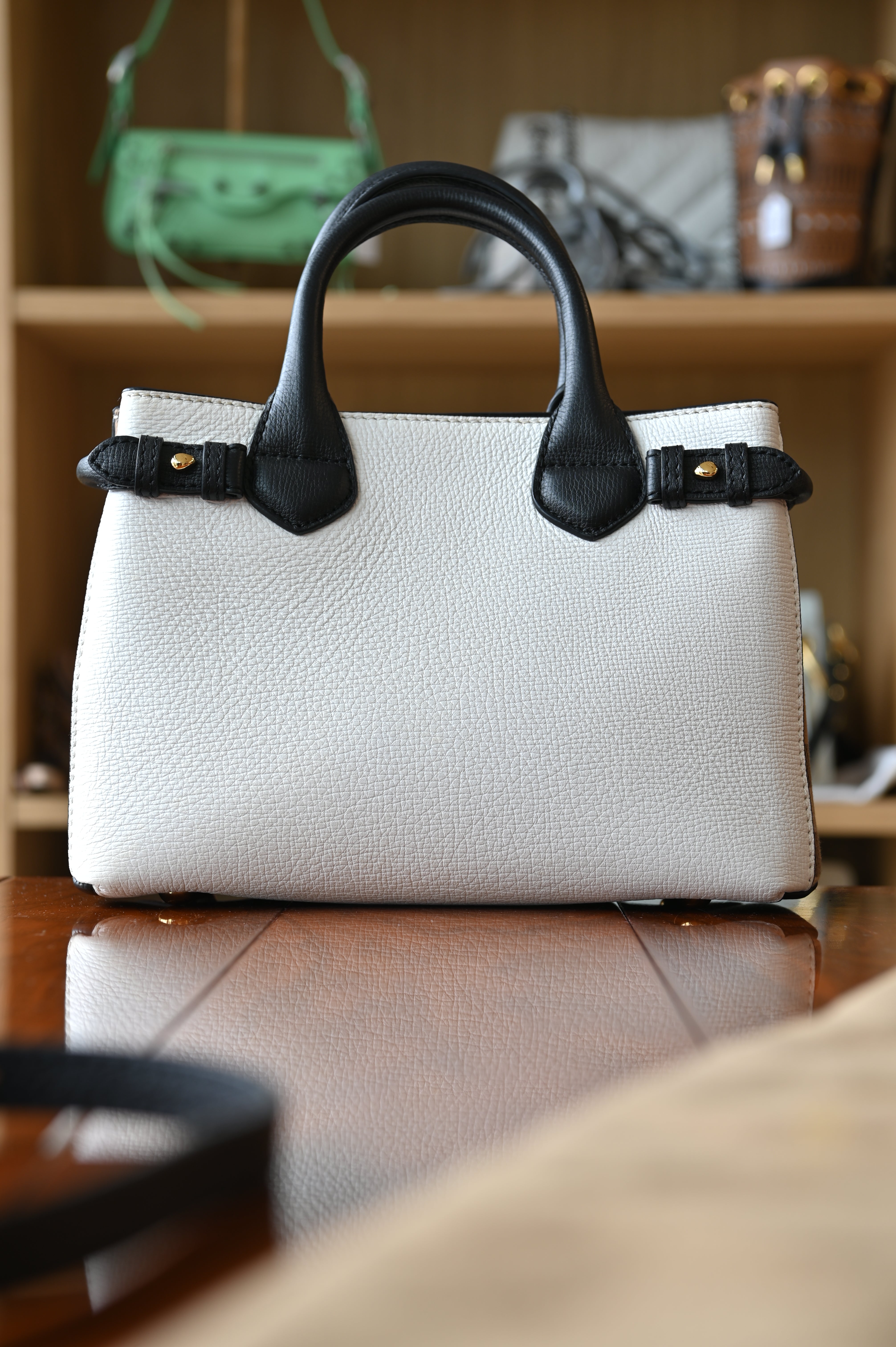 Burberry White The Banner Check Tote bag