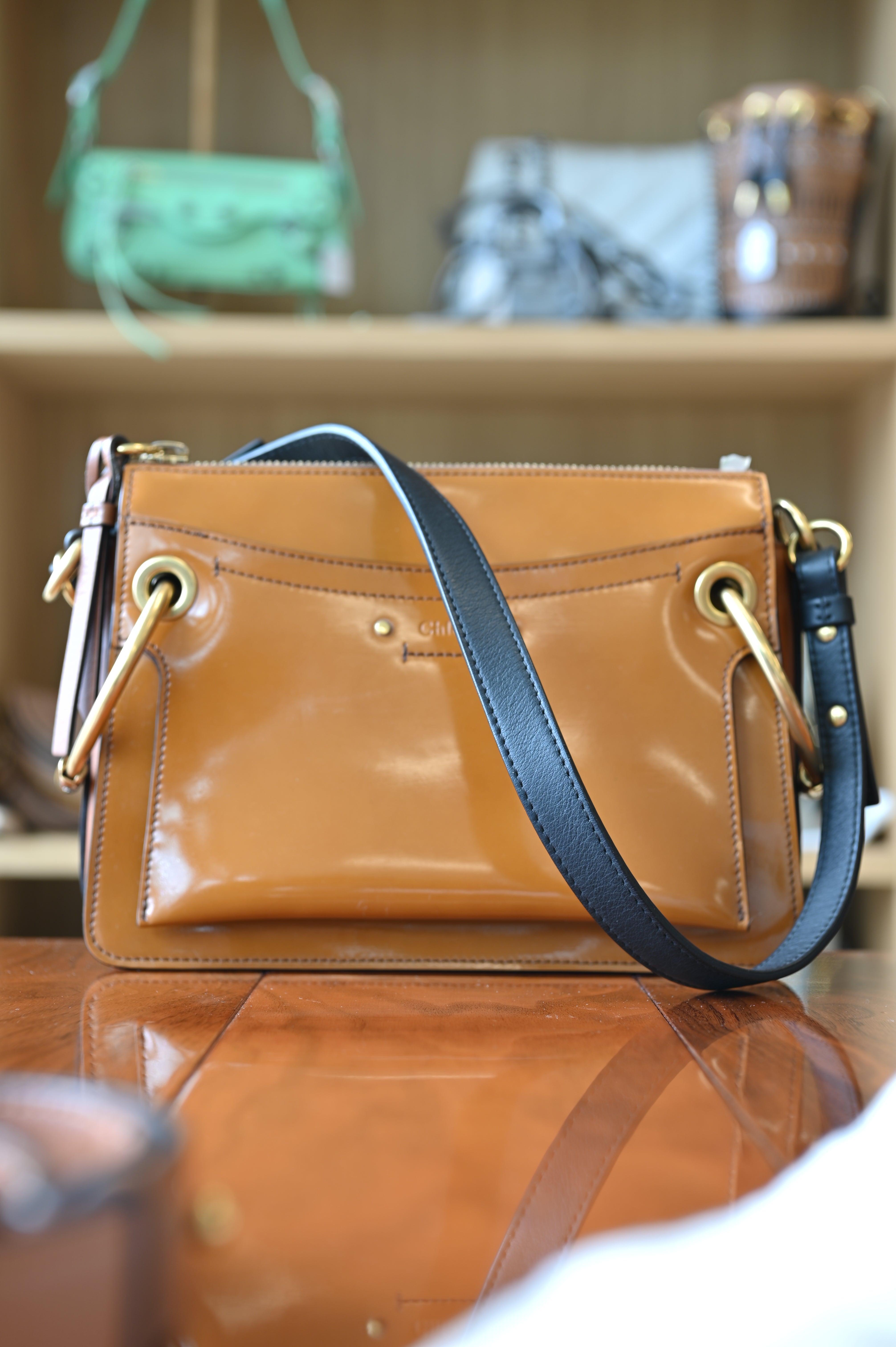 Chloé Caramel Roy Patent Leather Crossbody Bag