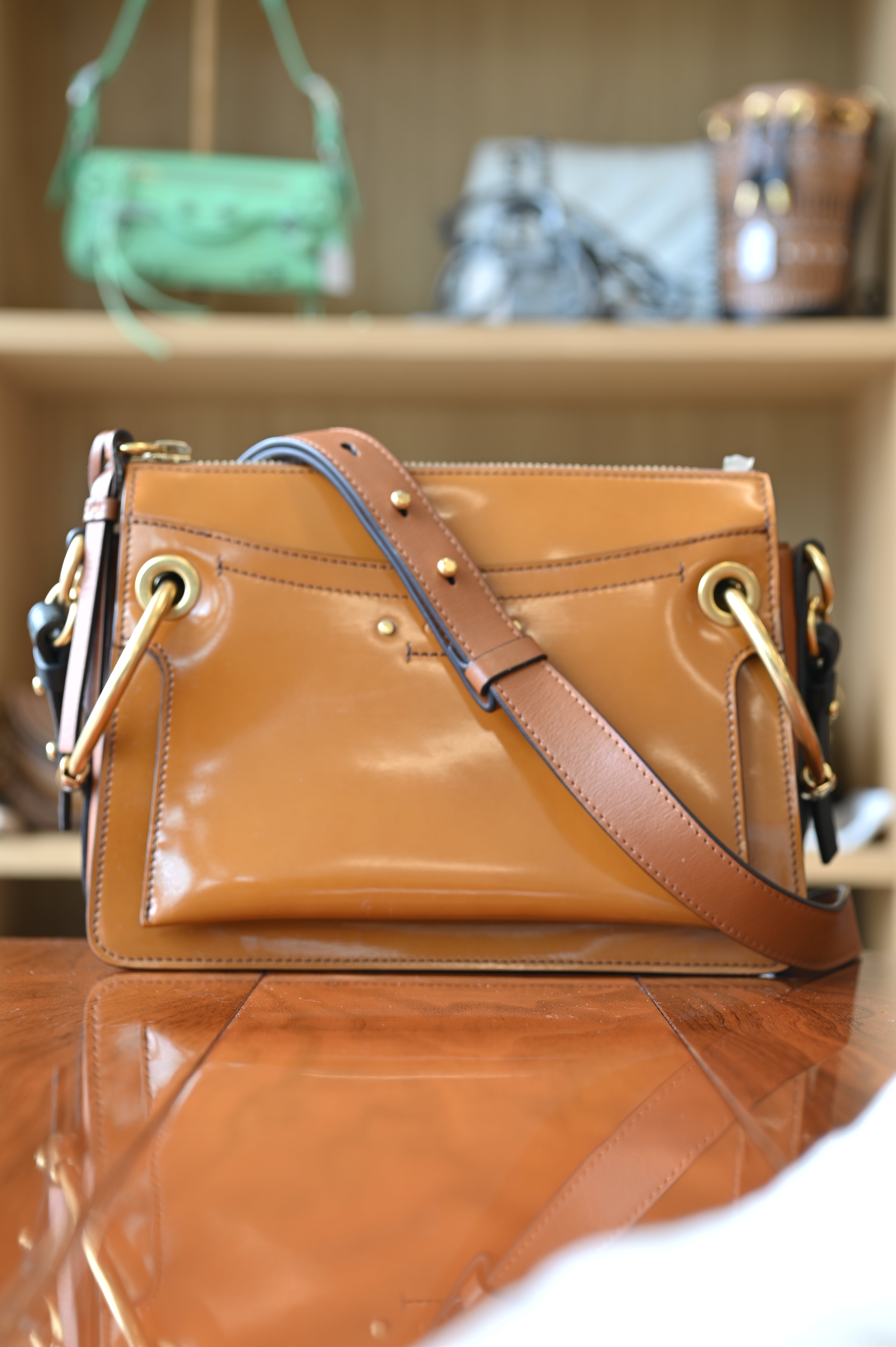 Chloé Caramel Roy Patent Leather Crossbody Bag