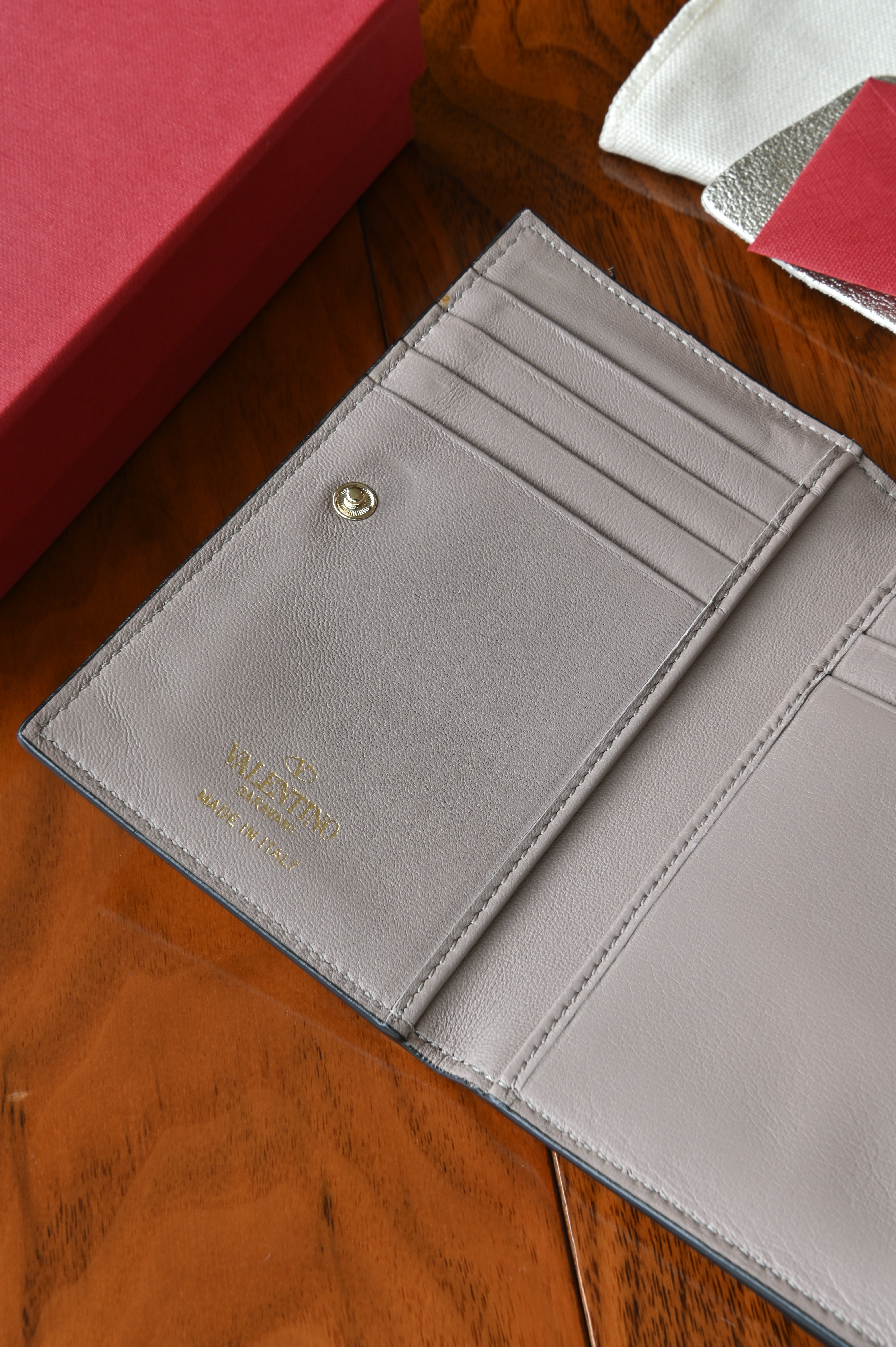 Valentino Garavani VLogo Metallic Calfskin Wallet