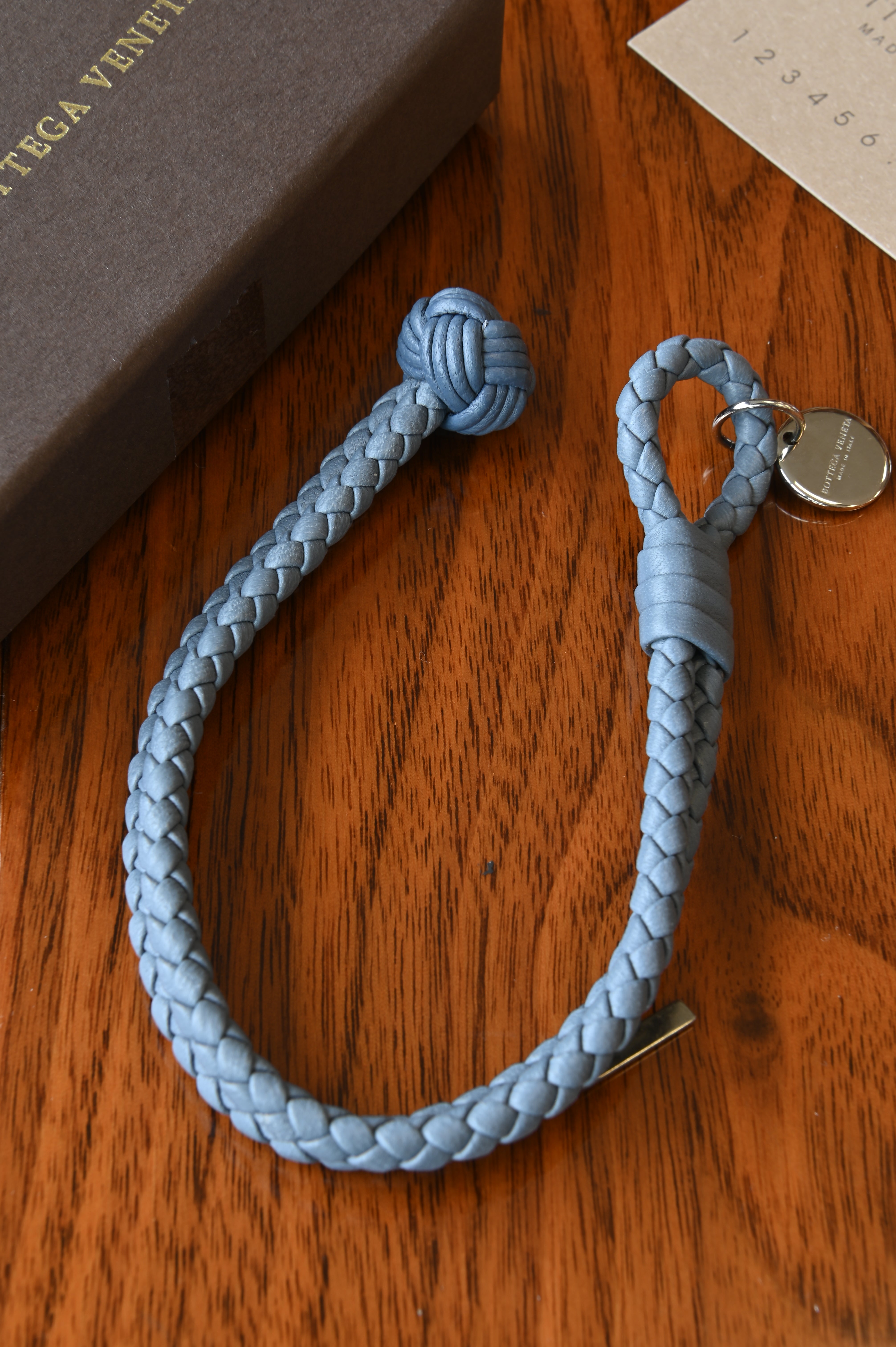 Bottega Veneta Blue Intrecciato Leather Bracelet
