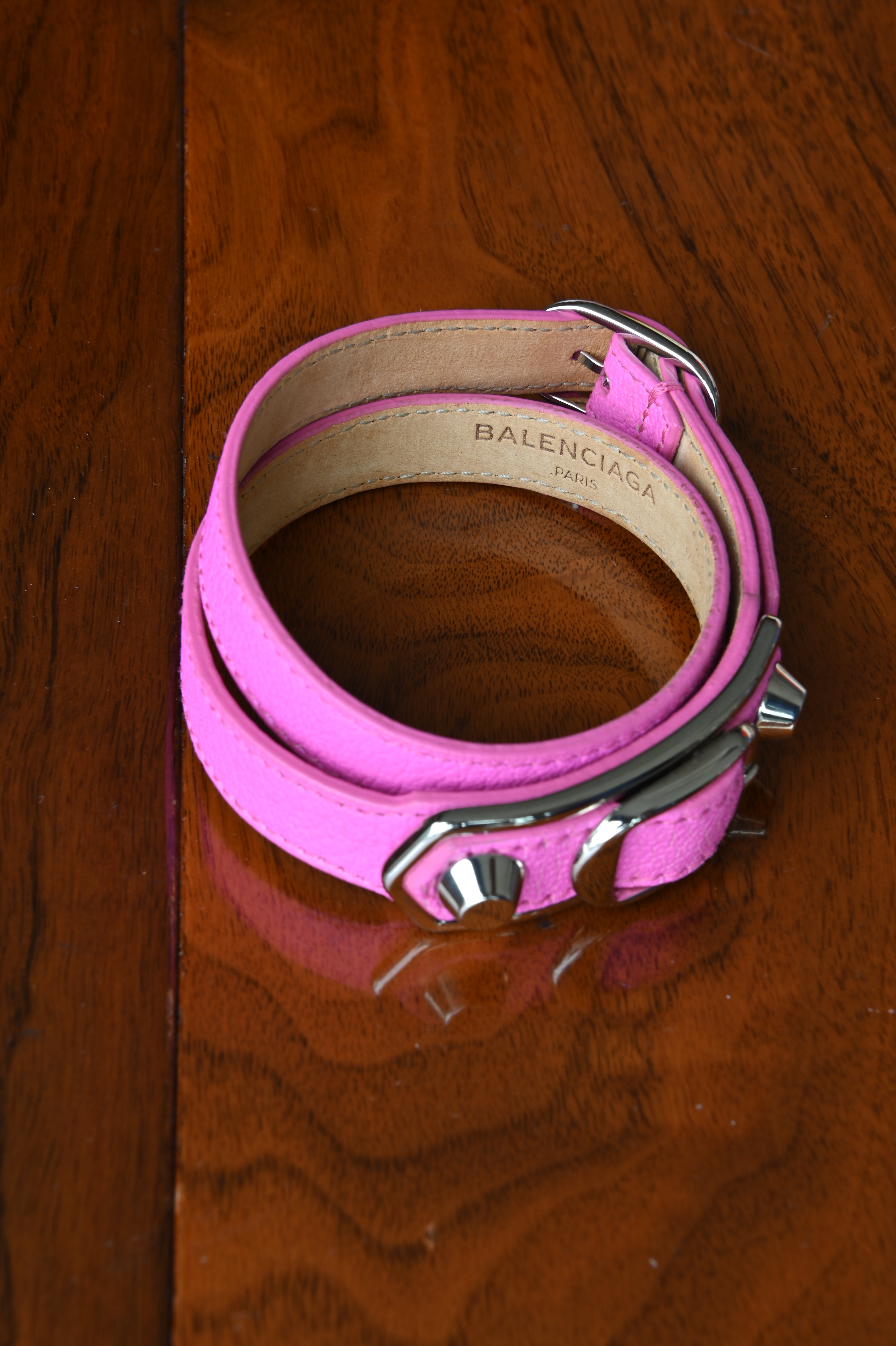 Balenciaga Hot Pink Arena Double Wrap Bracelet