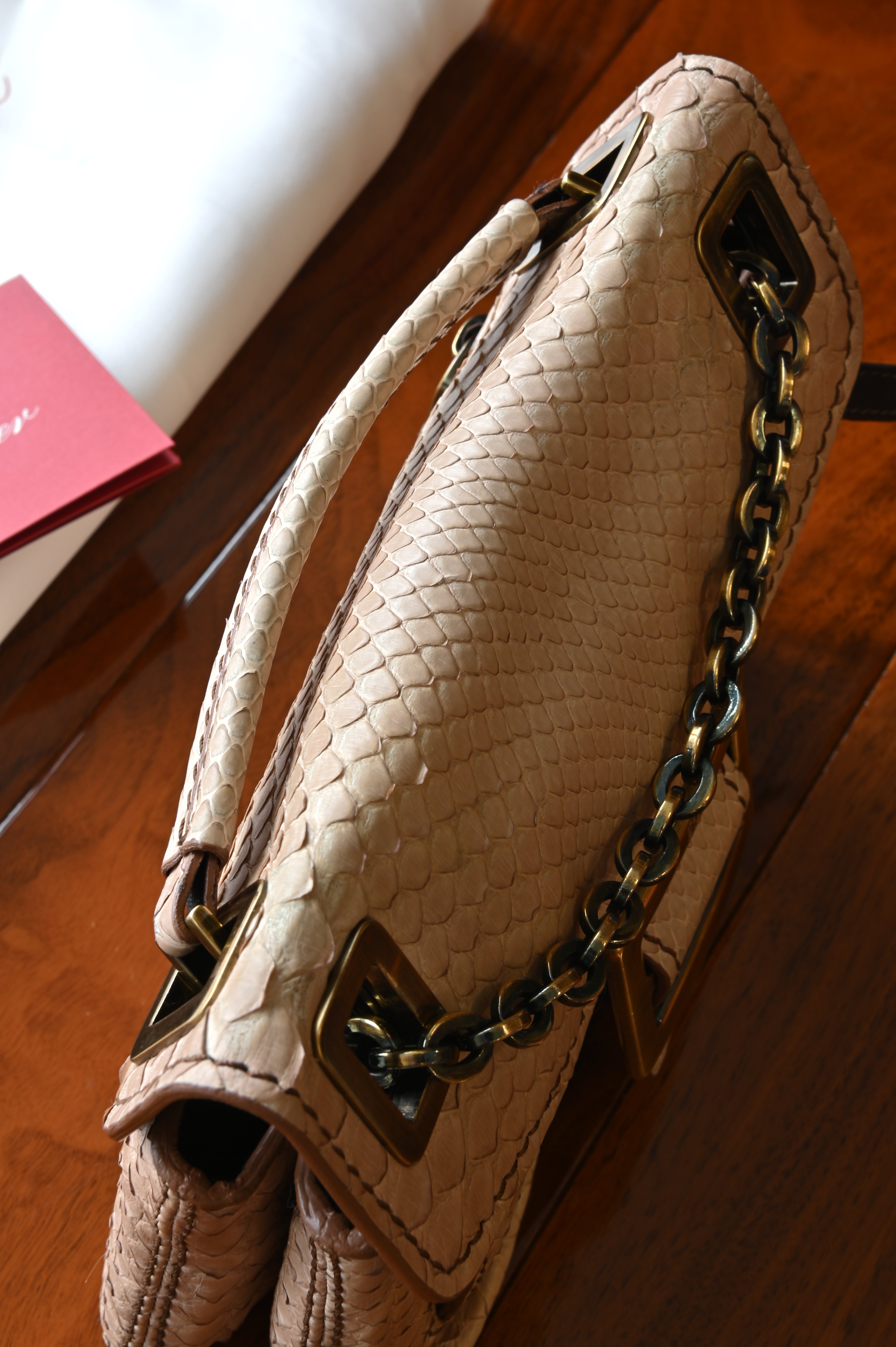 Roger Vivier Beige Python Leather Shoulder Bag