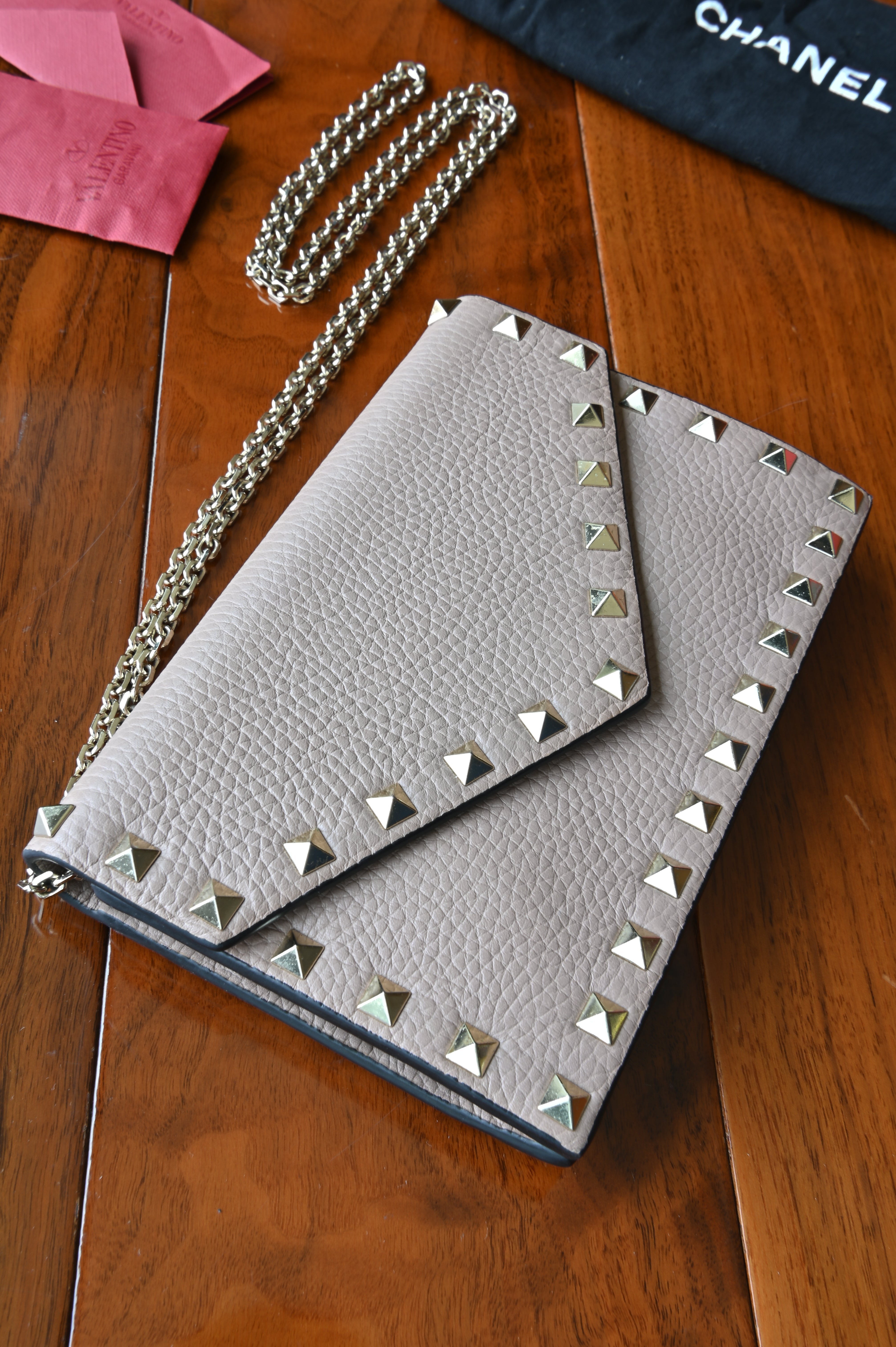 Valentino Grey Rockstud Grainy Calfskin Bag
