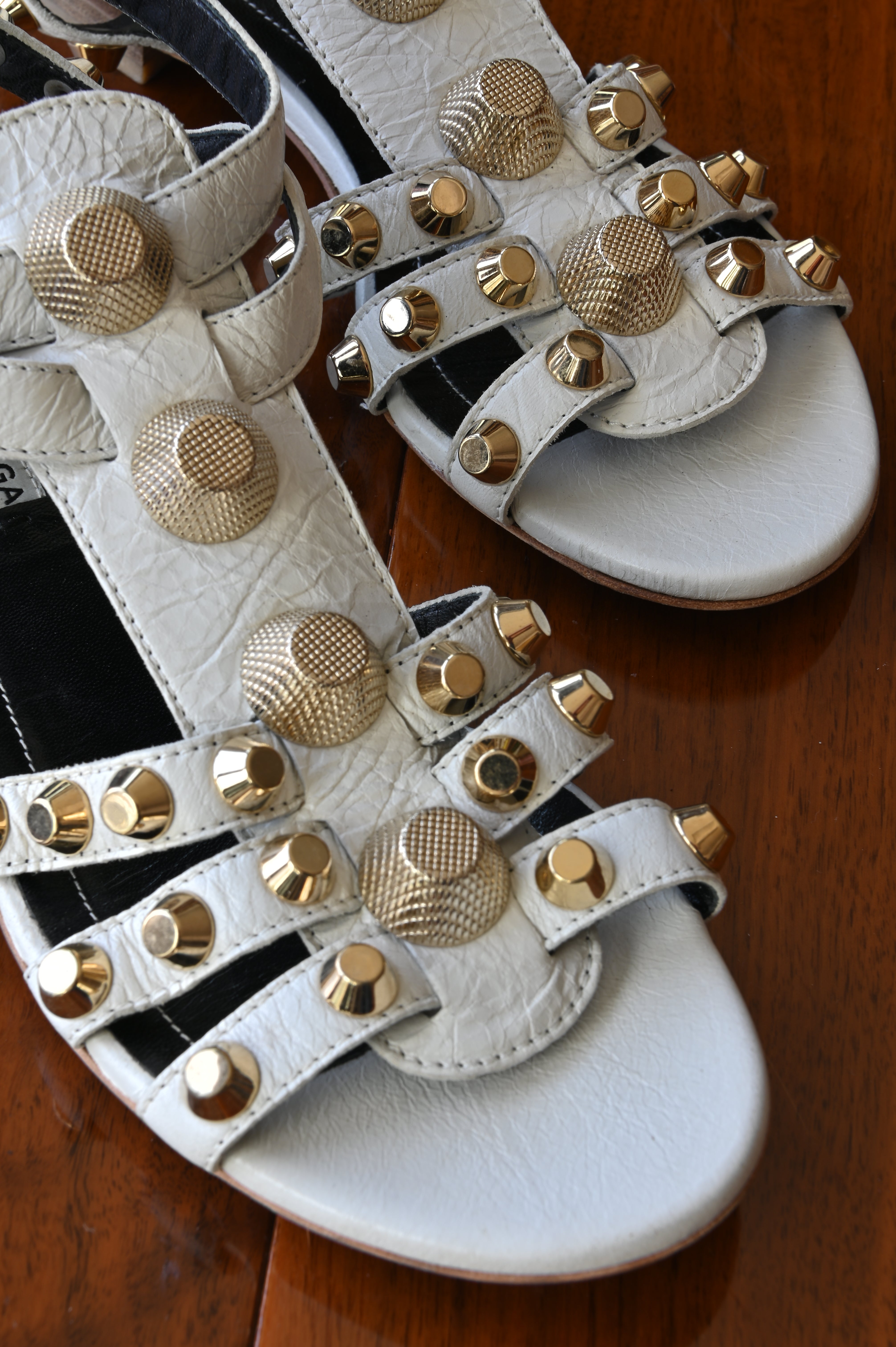 Balenciaga White Arena Gladiator Flats