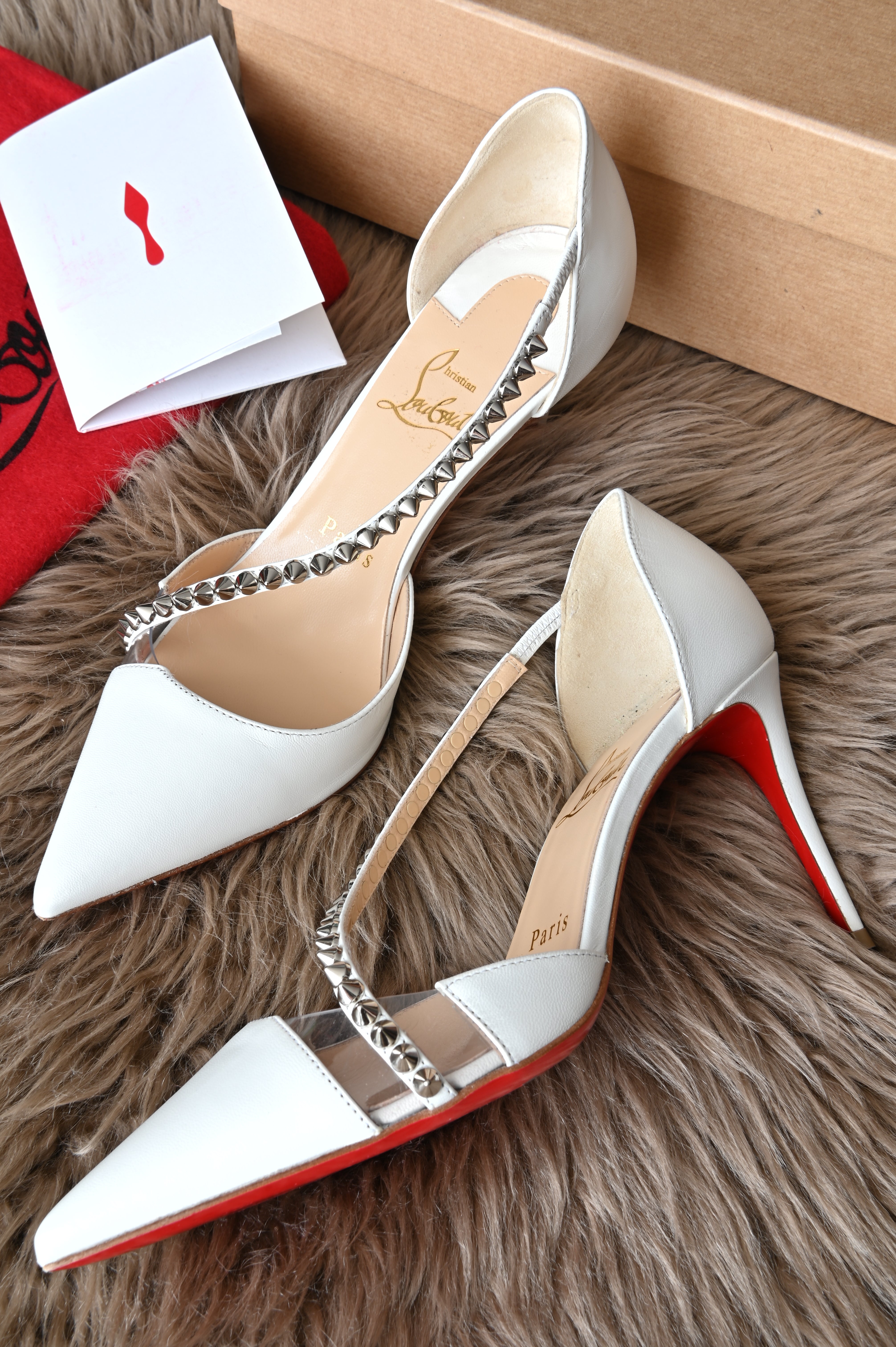 Christian Louboutin Kate Cross white stiletto with studs