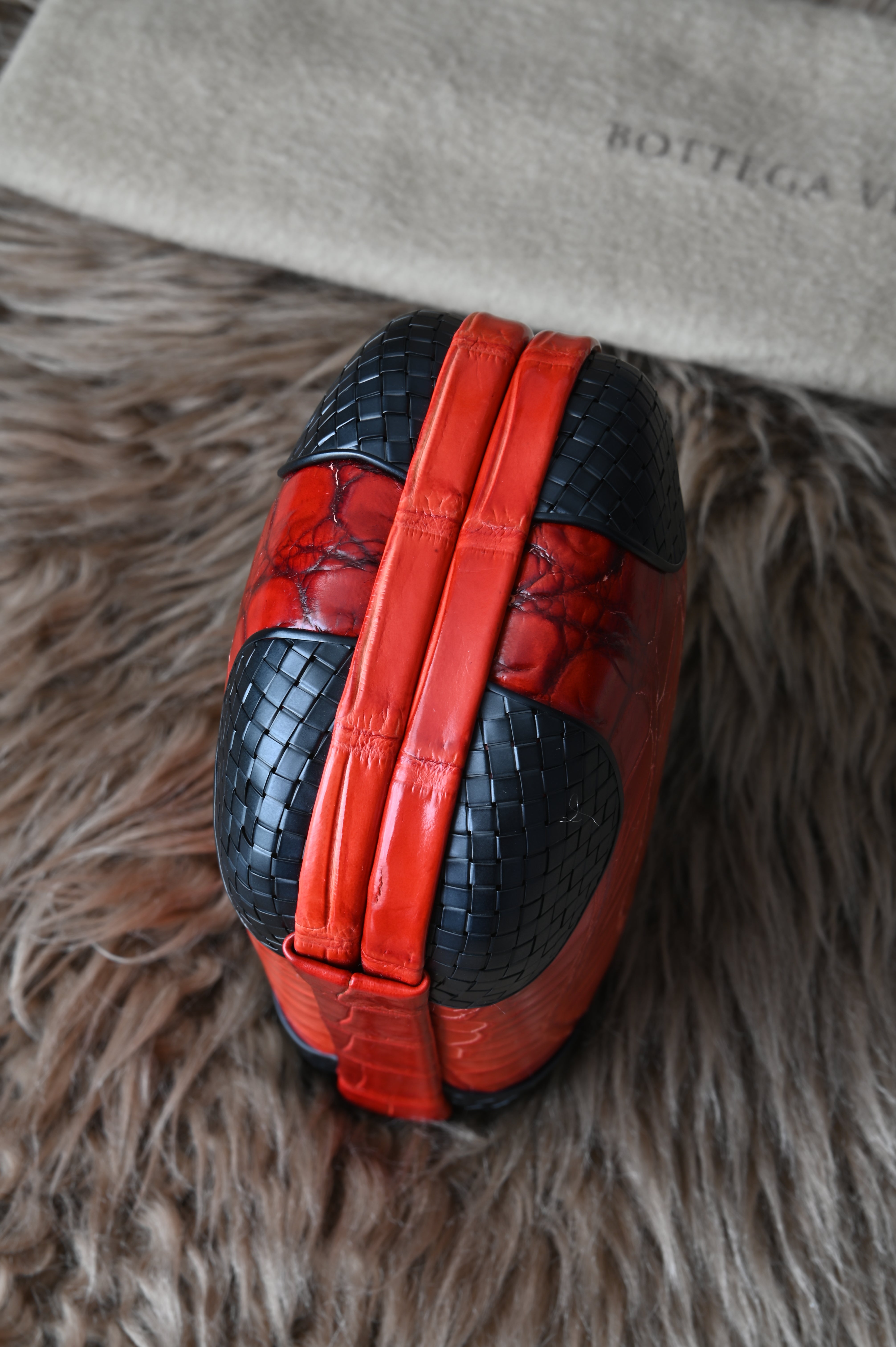 Bottega Veneta Knot Clutch in Croc embossed leather
