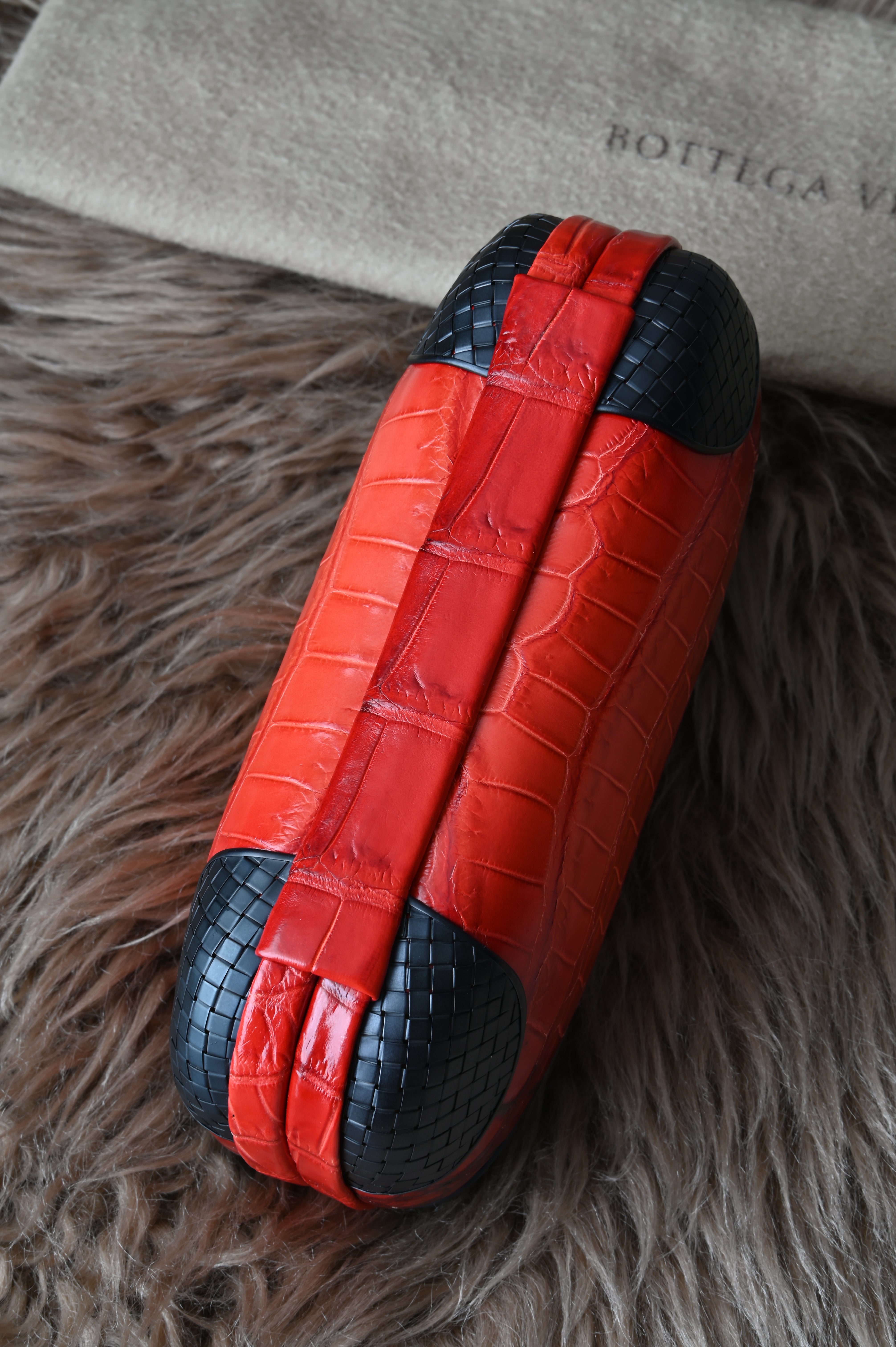 Bottega Veneta Knot Clutch in Croc embossed leather