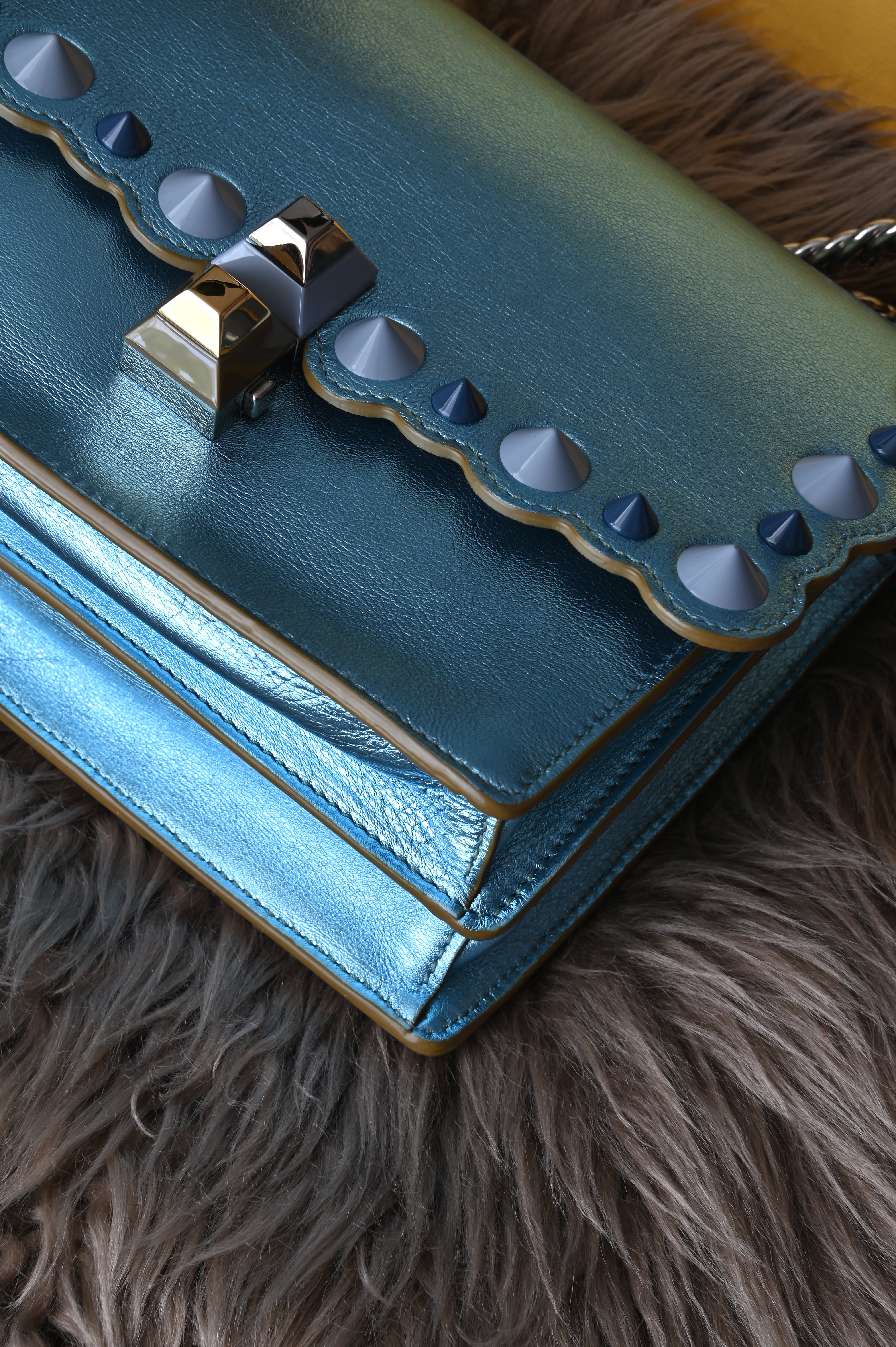 Fendi Kan I iridescent blue with floral strap