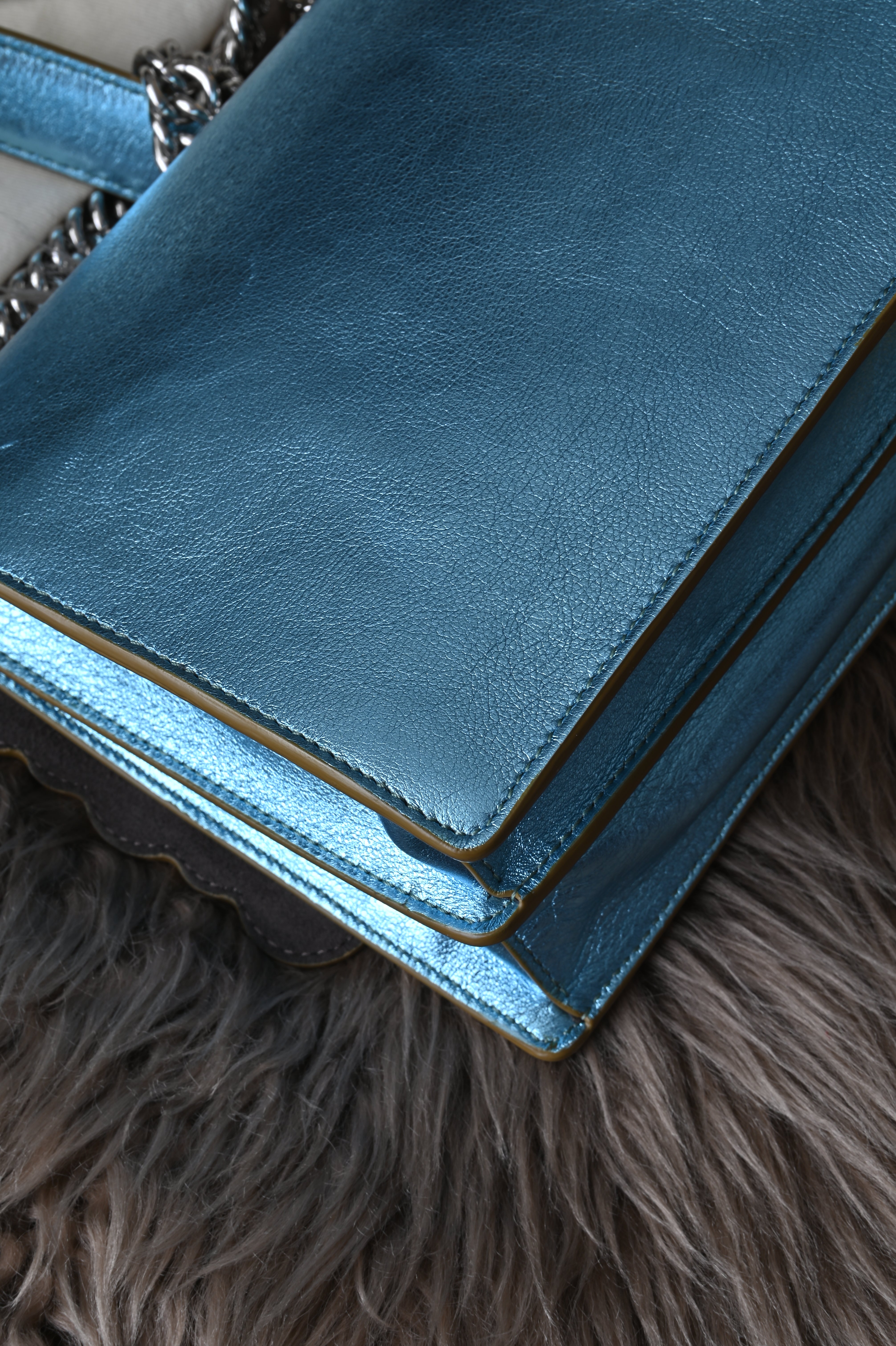 Fendi Kan I iridescent blue with floral strap