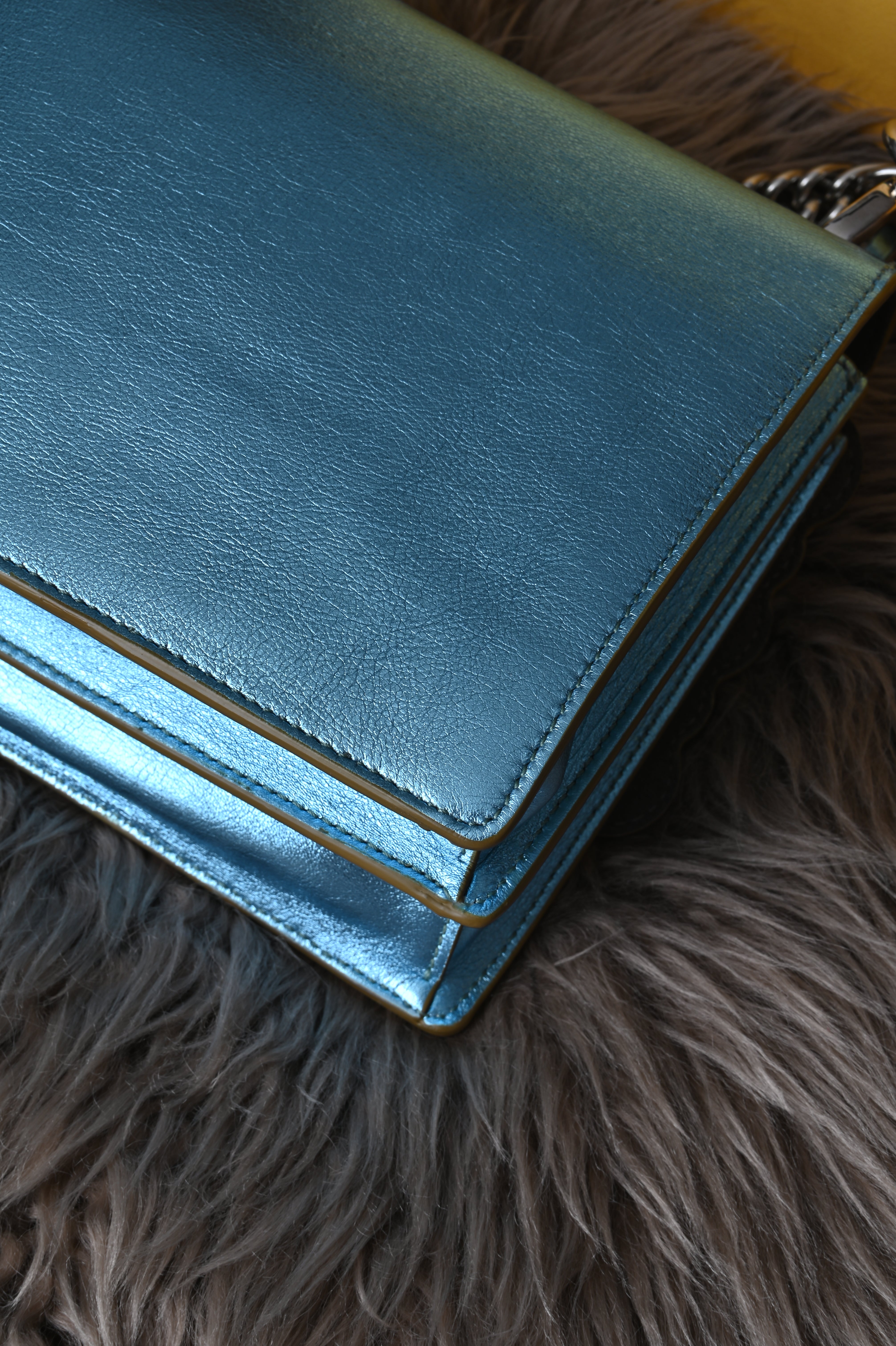 Fendi Kan I iridescent blue with floral strap