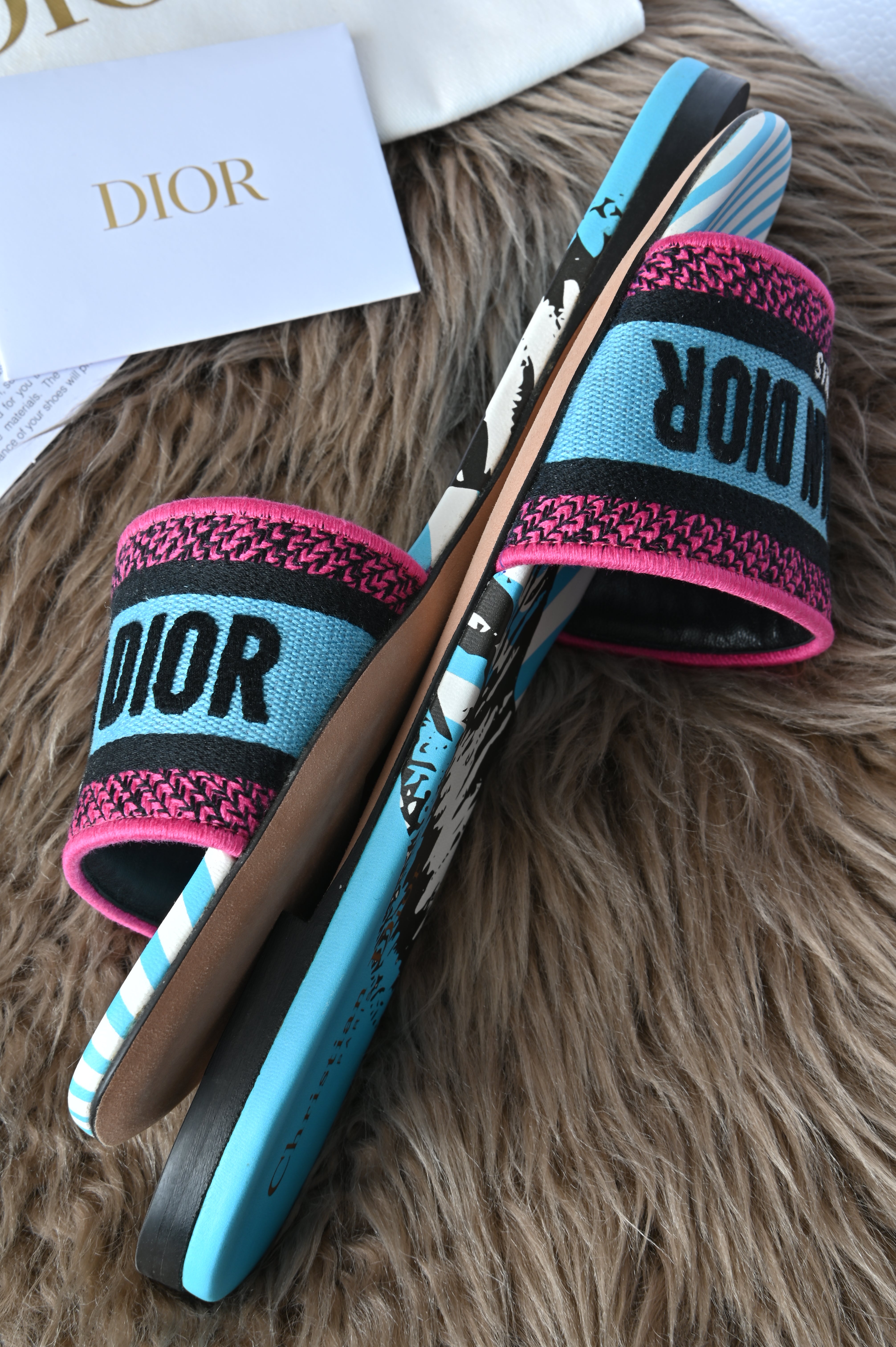 Christian Dior Embroidered Zebra slip ons