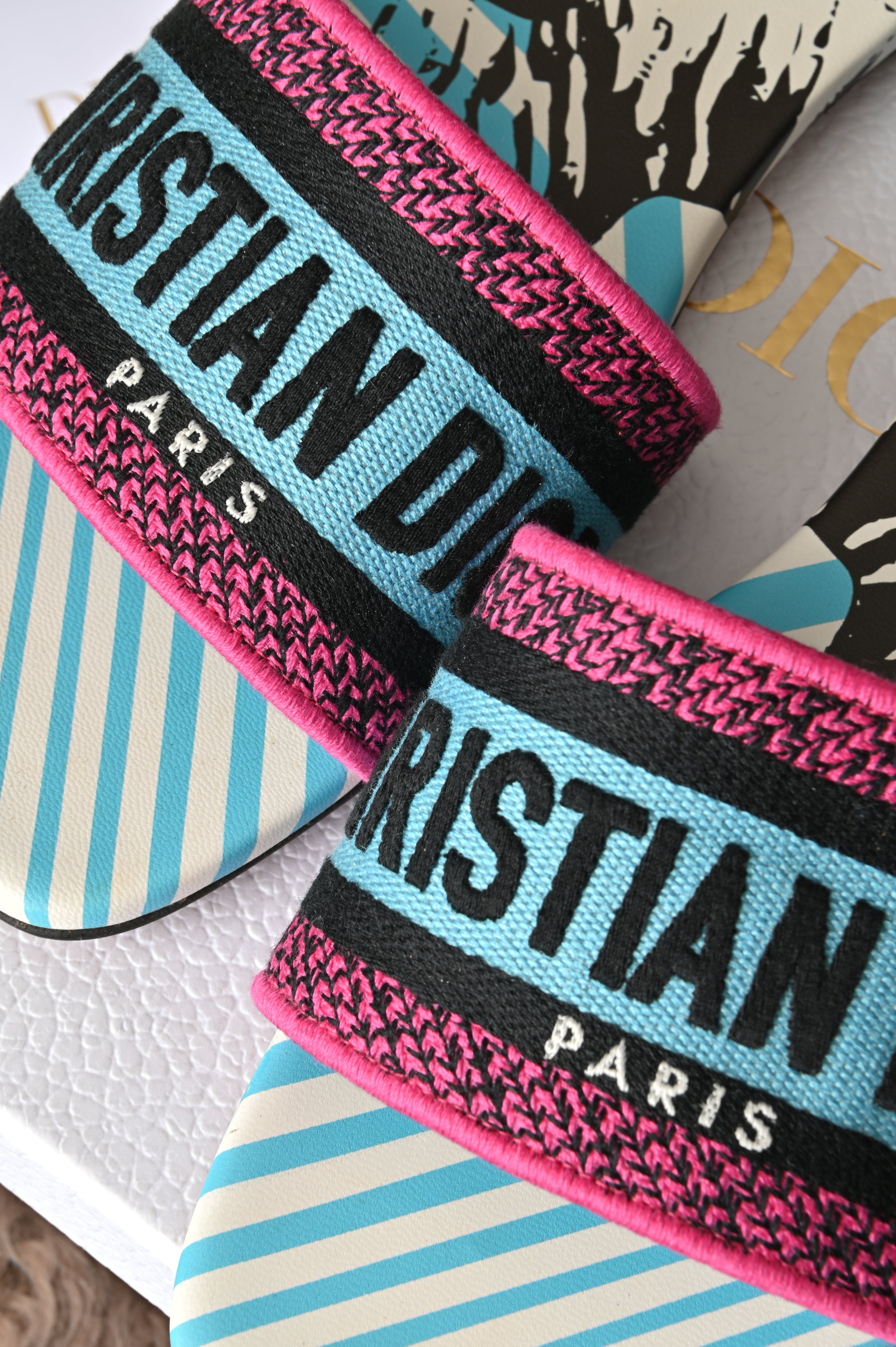 Christian Dior Embroidered Zebra slip ons