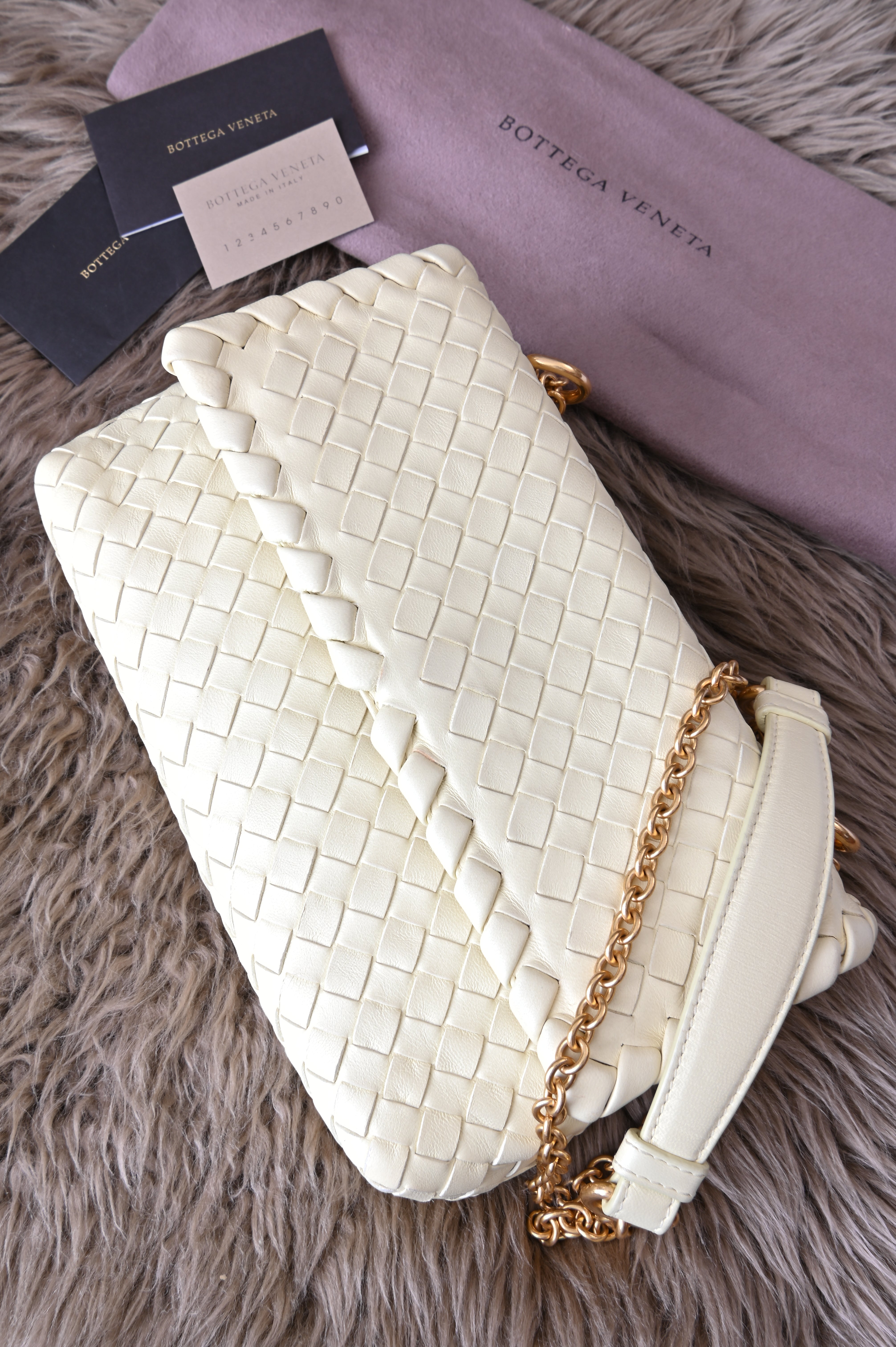 Bottega Veneta Small Olimpia in pastel light yellow