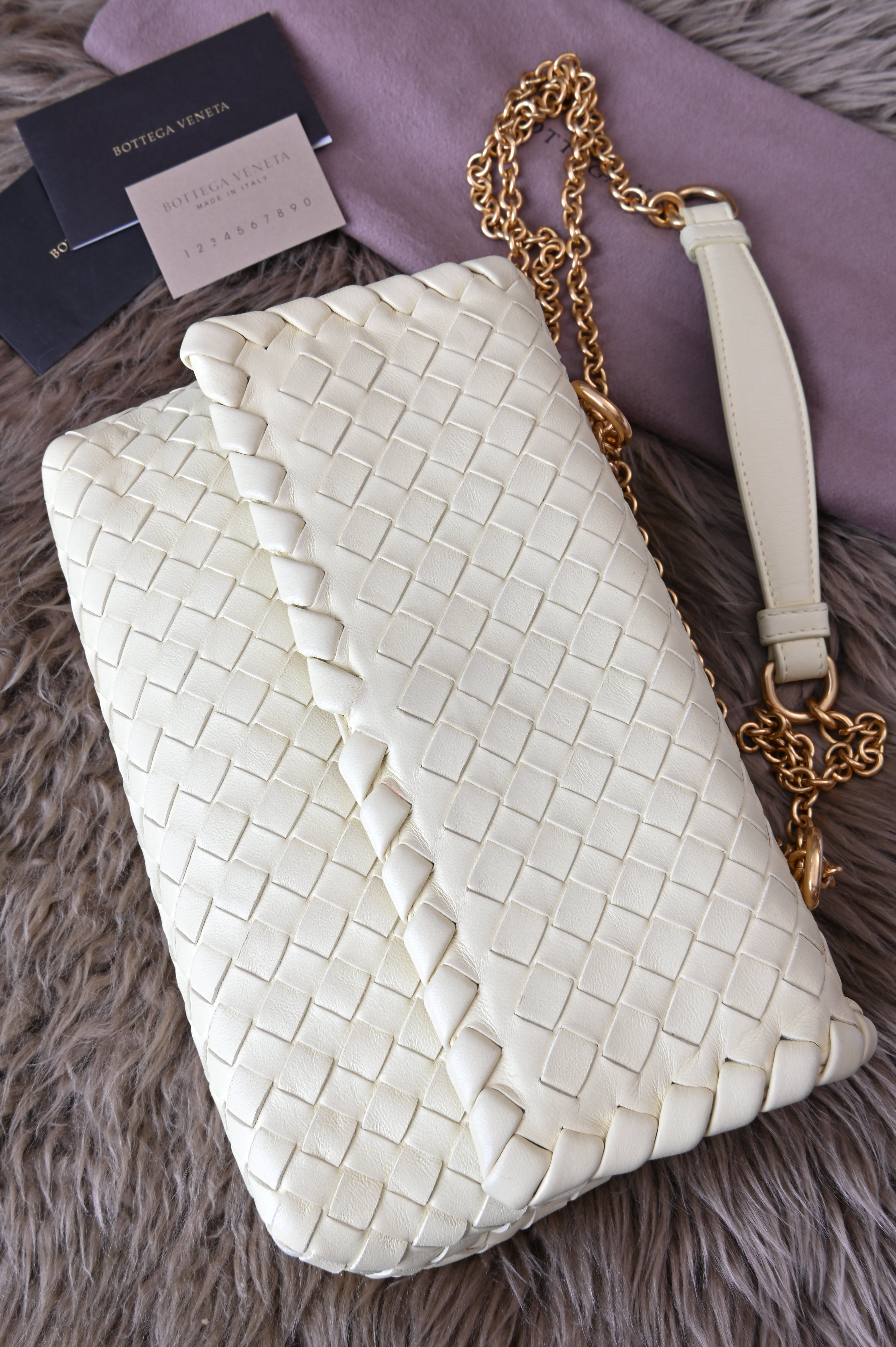 Bottega Veneta Small Olimpia in pastel light yellow