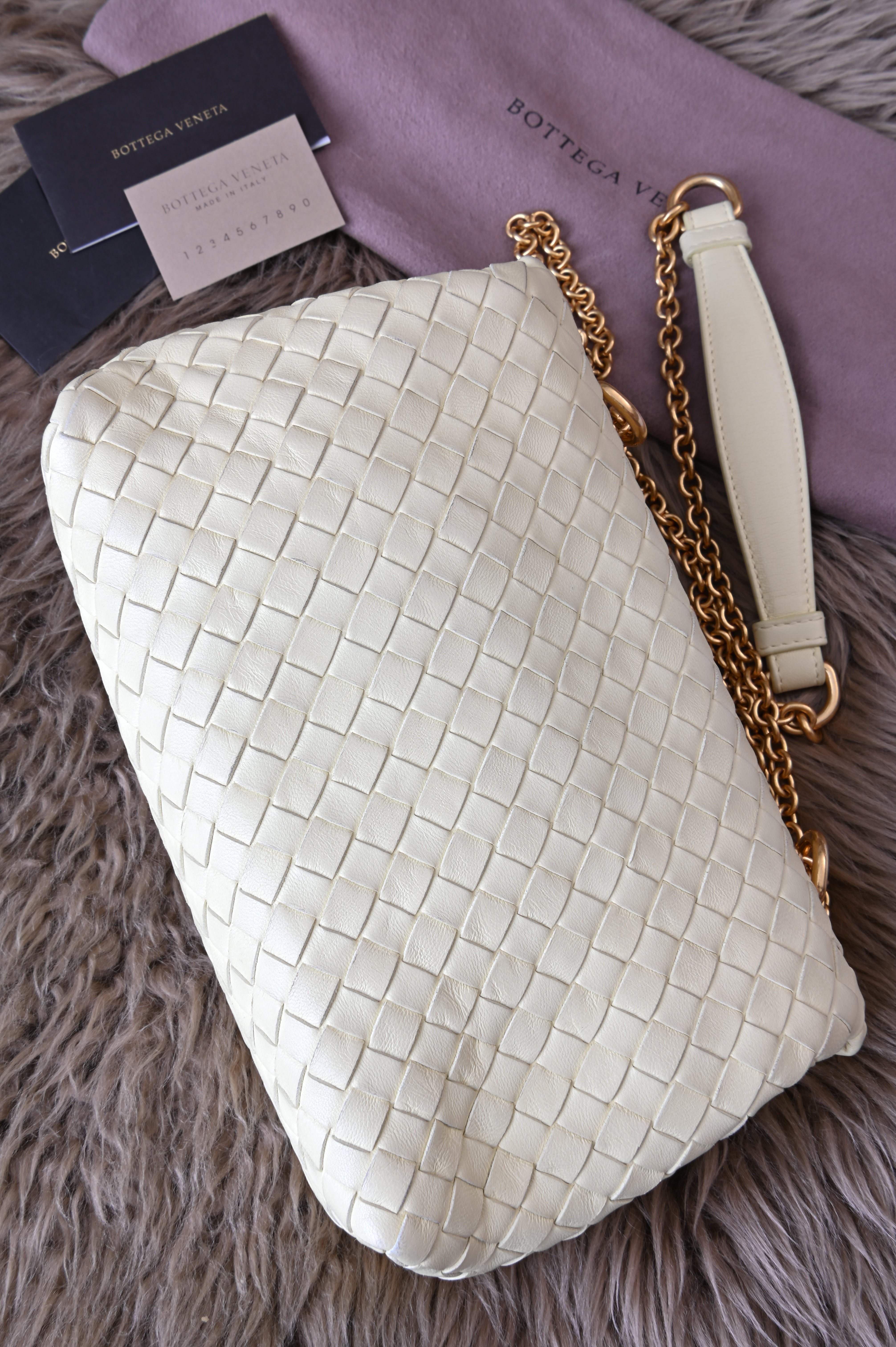 Bottega Veneta Small Olimpia in pastel light yellow