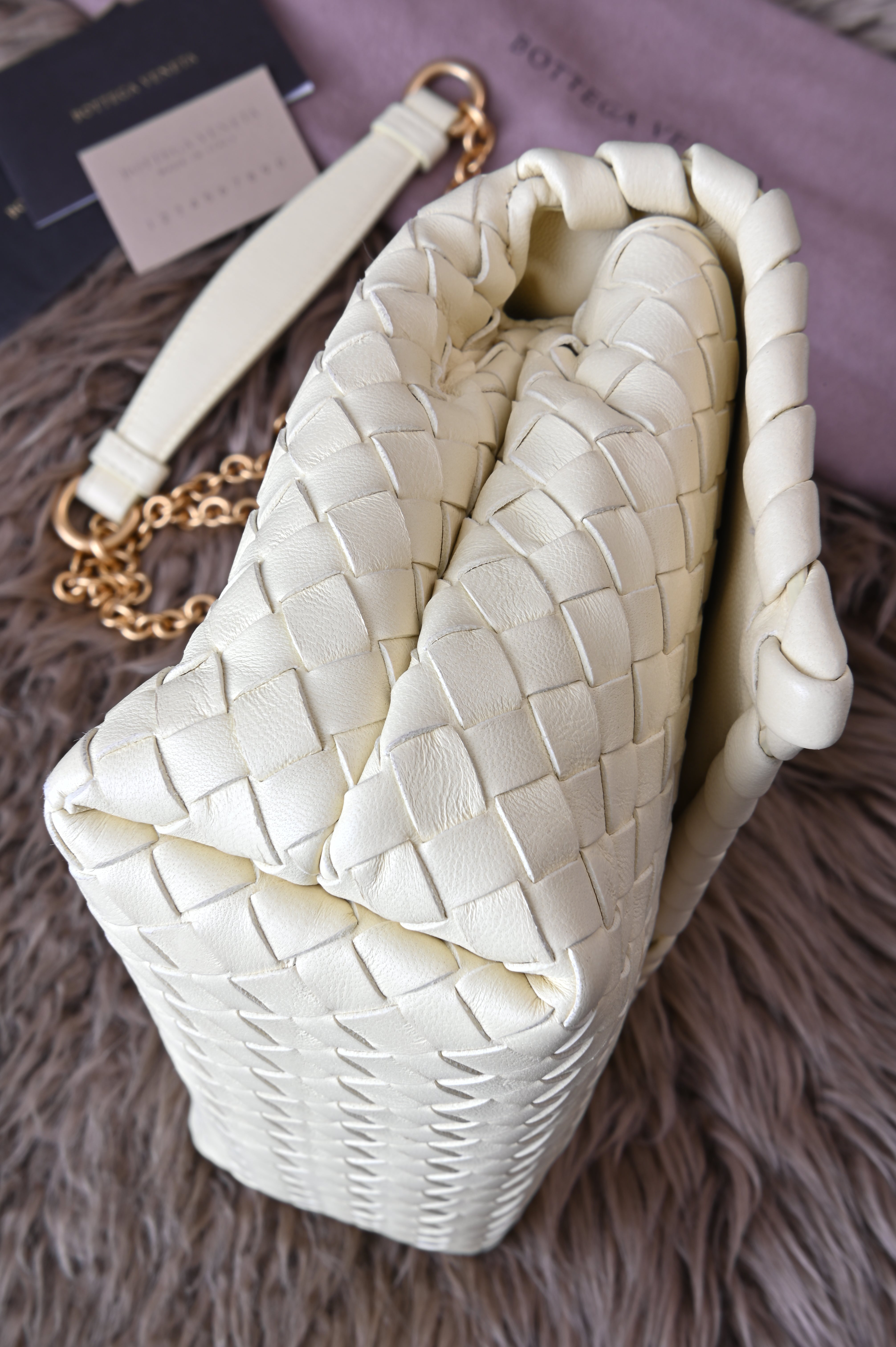 Bottega Veneta Small Olimpia in pastel light yellow