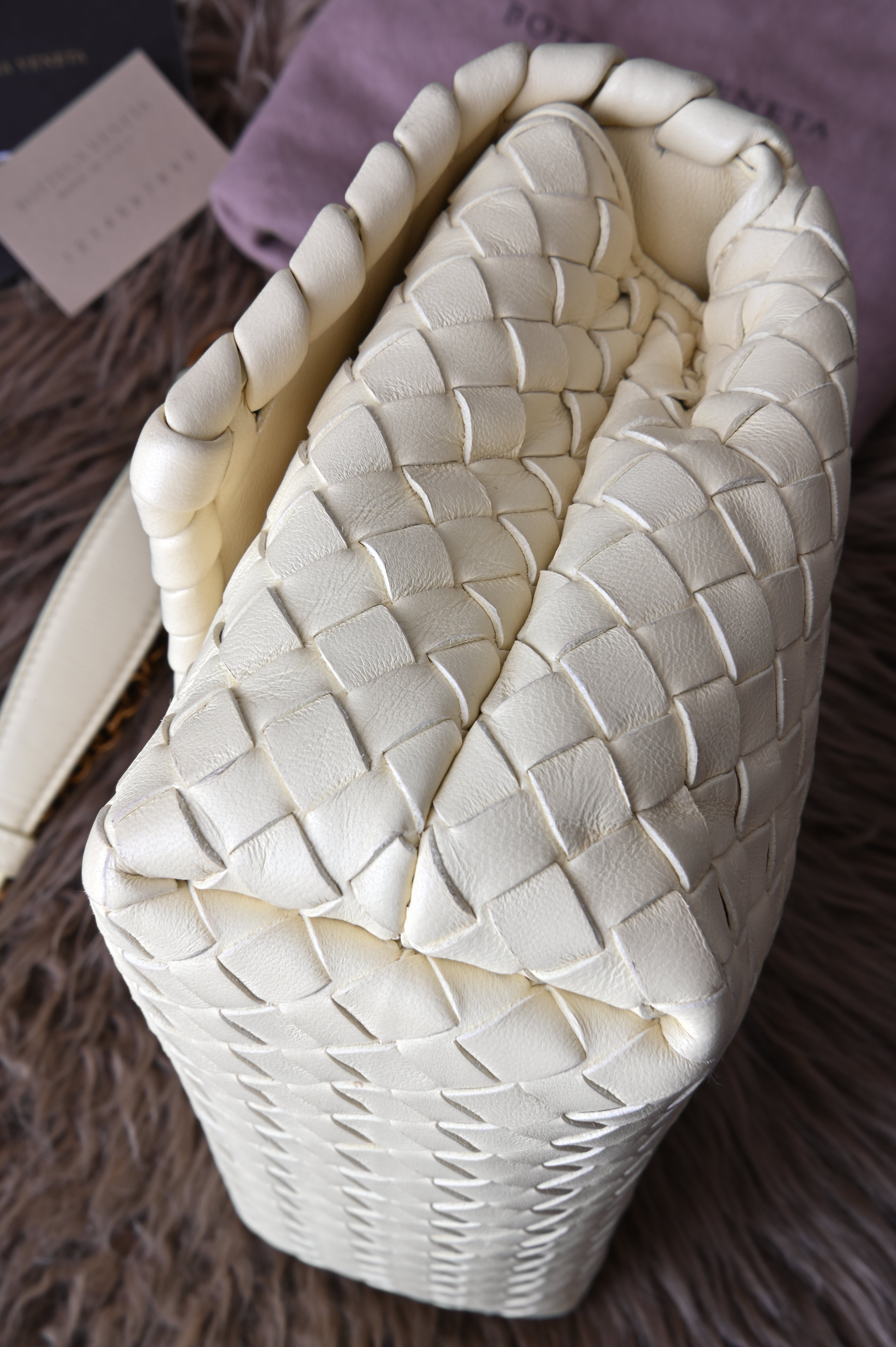Bottega Veneta Small Olimpia in pastel light yellow