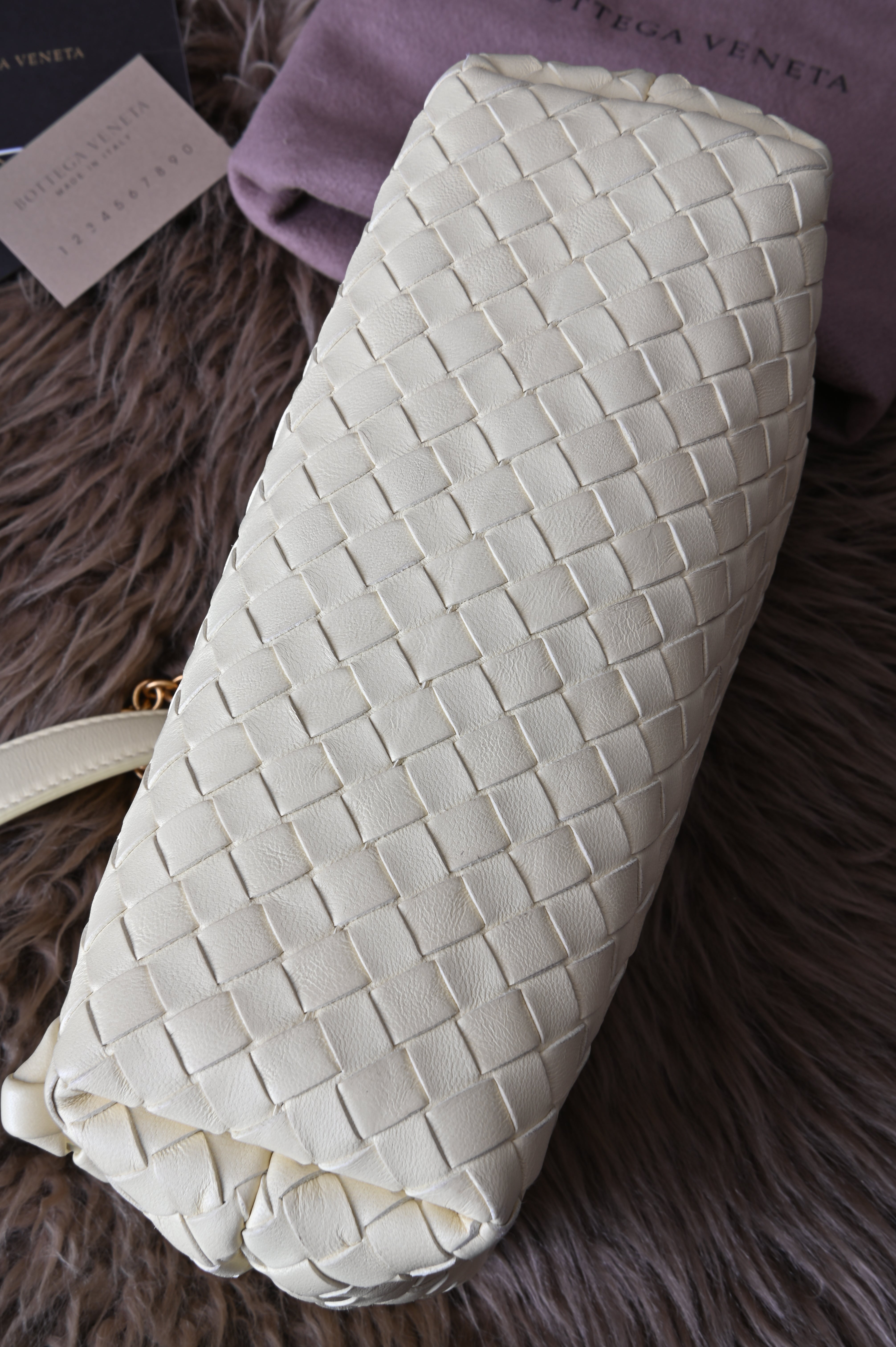 Bottega Veneta Small Olimpia in pastel light yellow