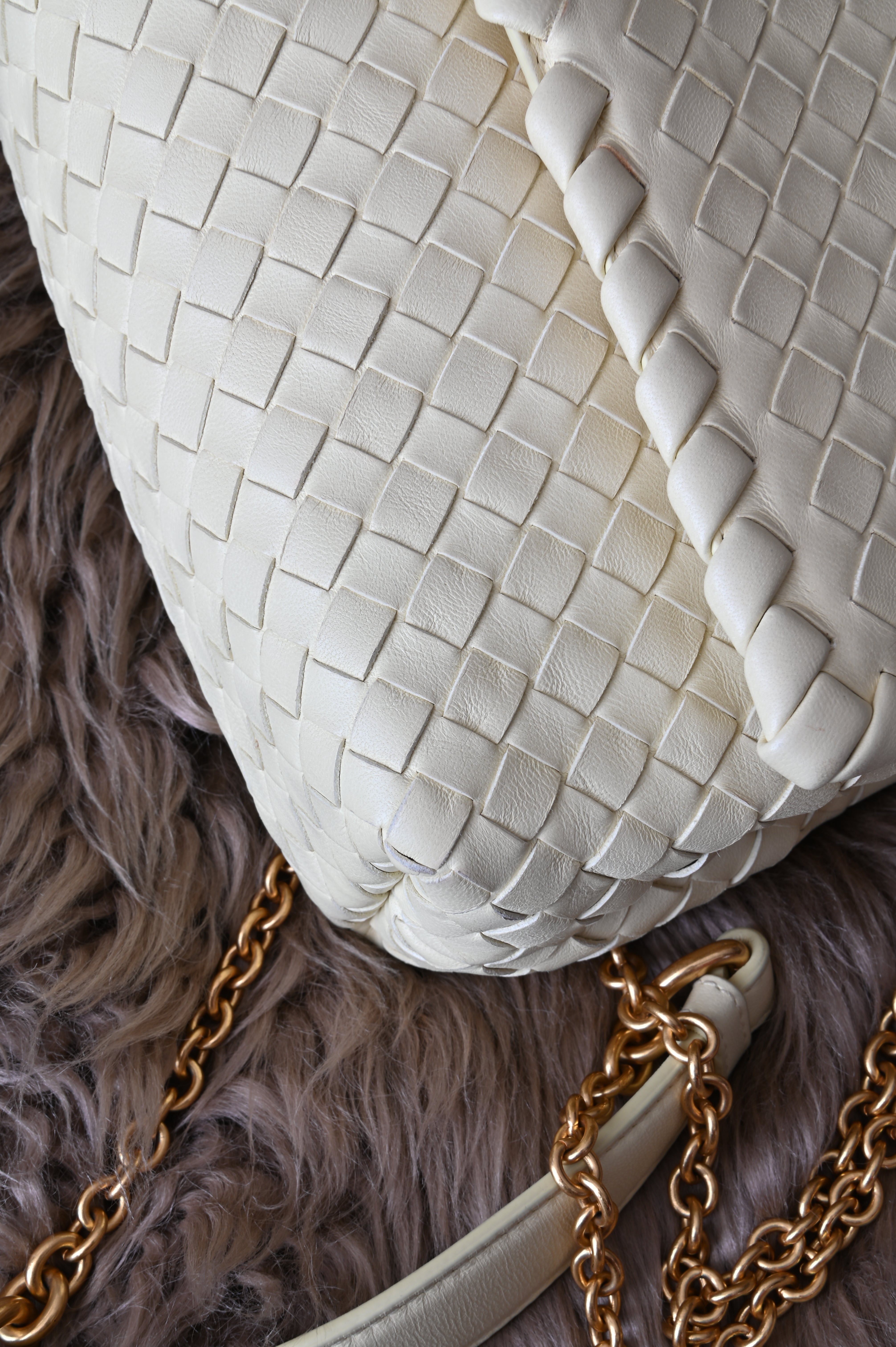 Bottega Veneta Small Olimpia in pastel light yellow