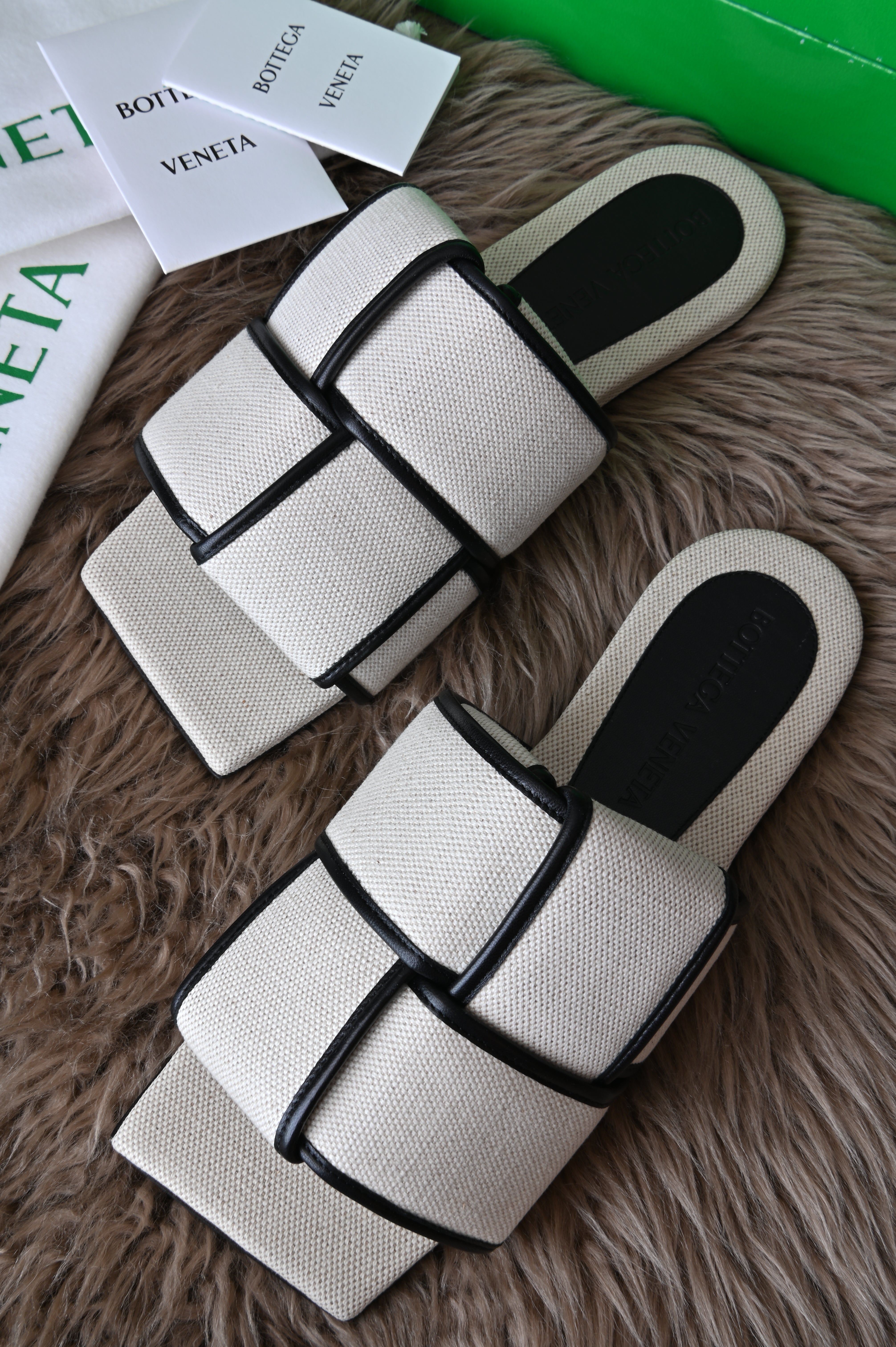 Bottega Veneta Padded slip ons in canvas