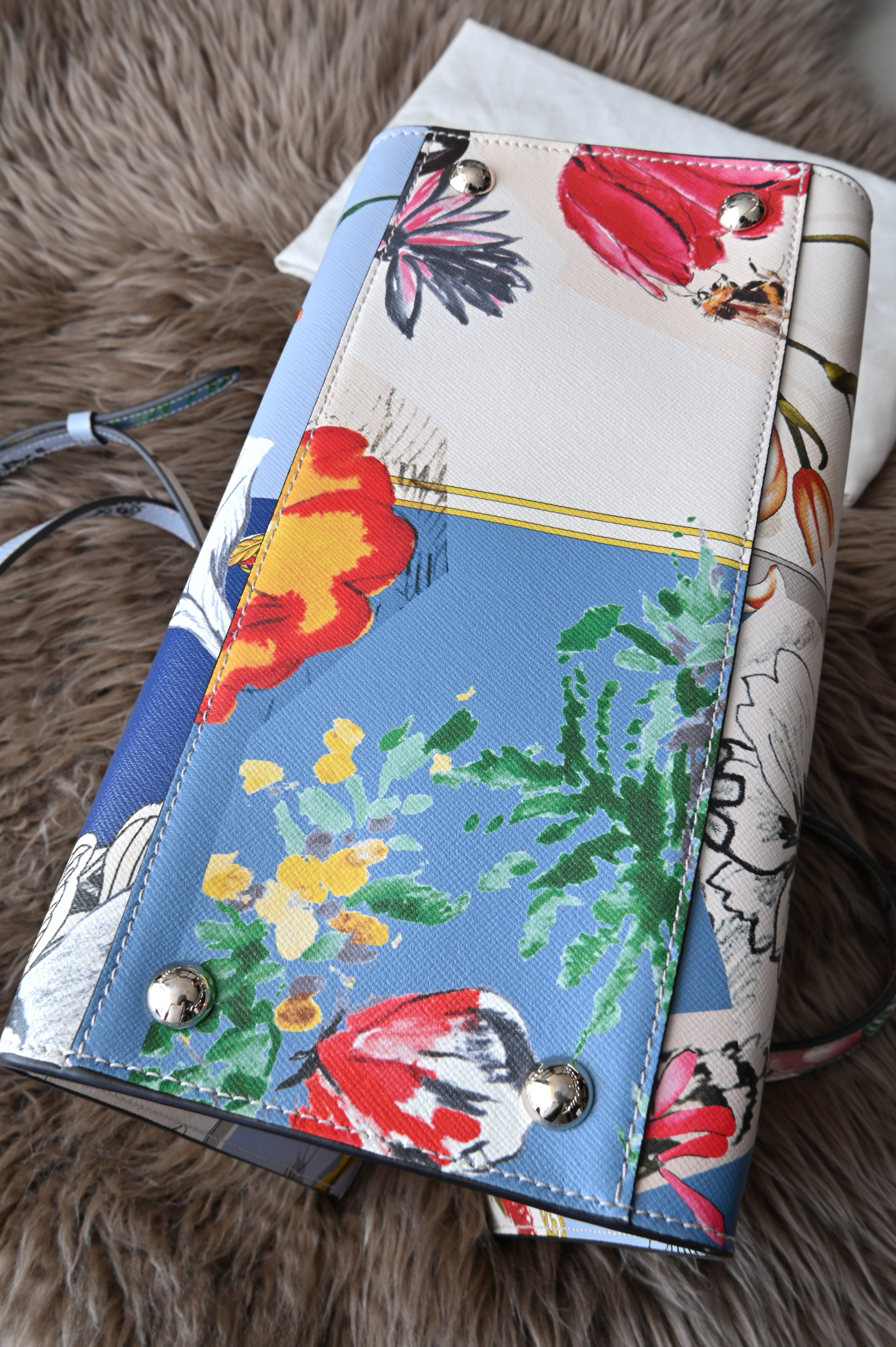 Salvatore Ferragamo Floral Print Leather Bag